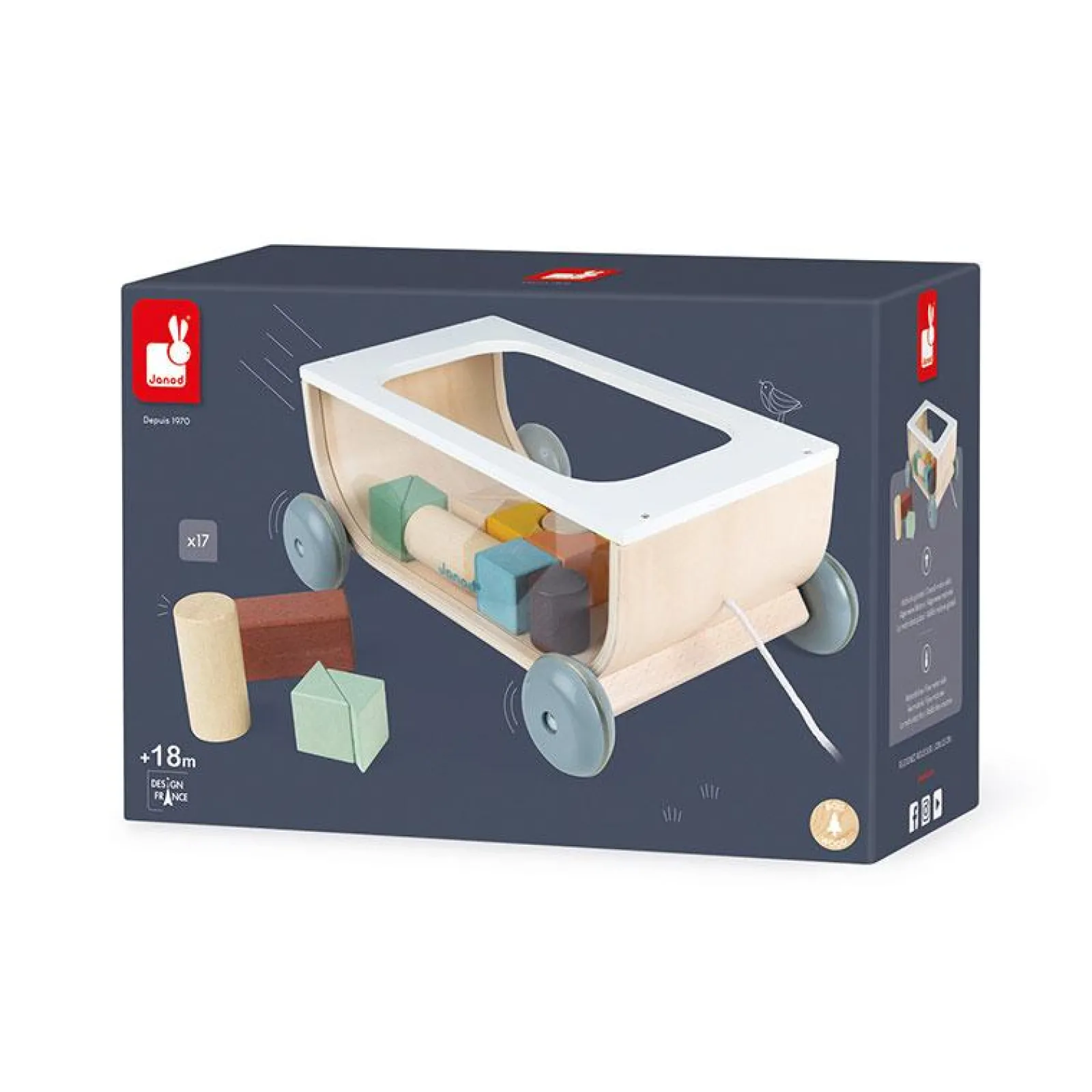 Little Helper Wooden Toys & Educational Toys | Baby Gifts | Activity & Educational Toys | Sweet Cocoon Cart With Blocks | Construction Toys