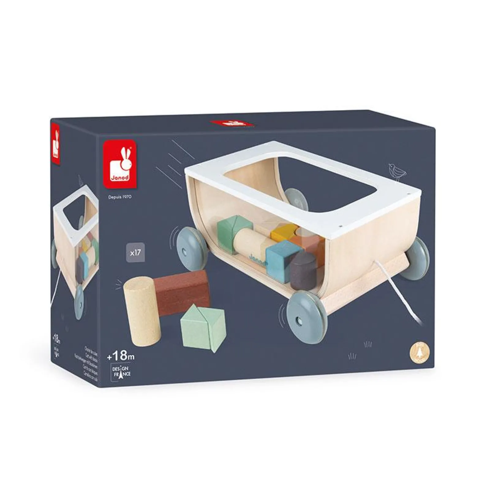 Little Helper Wooden Toys & Educational Toys | Baby Gifts | Activity & Educational Toys | Sweet Cocoon Cart With Blocks | Construction Toys