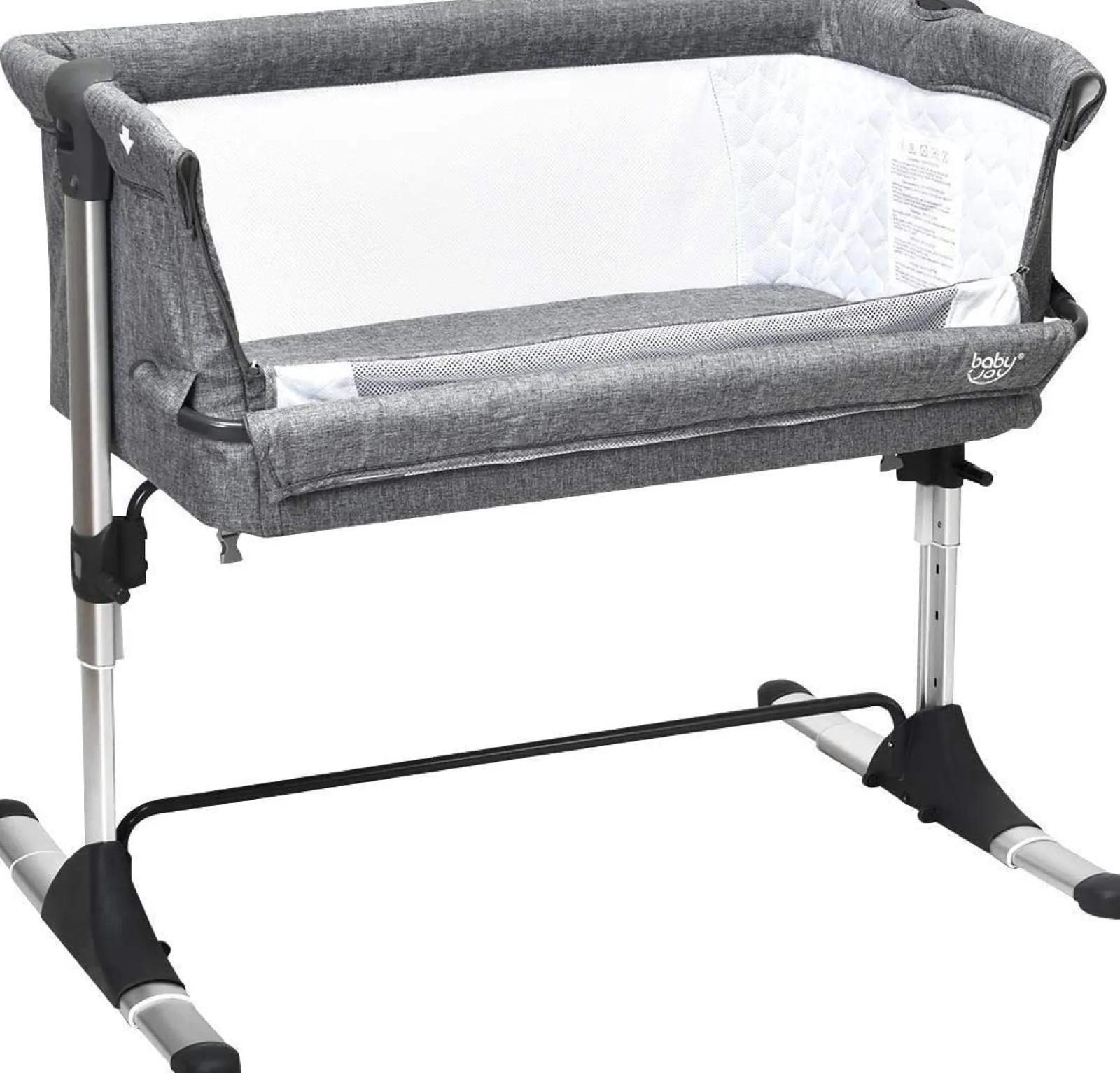 Little Helper Travel Cots & Travel Beds | Travel Cots | Adjustable Height | Next-to-Me Baby Crib | Travel Cot with Mattress | Warm Grey