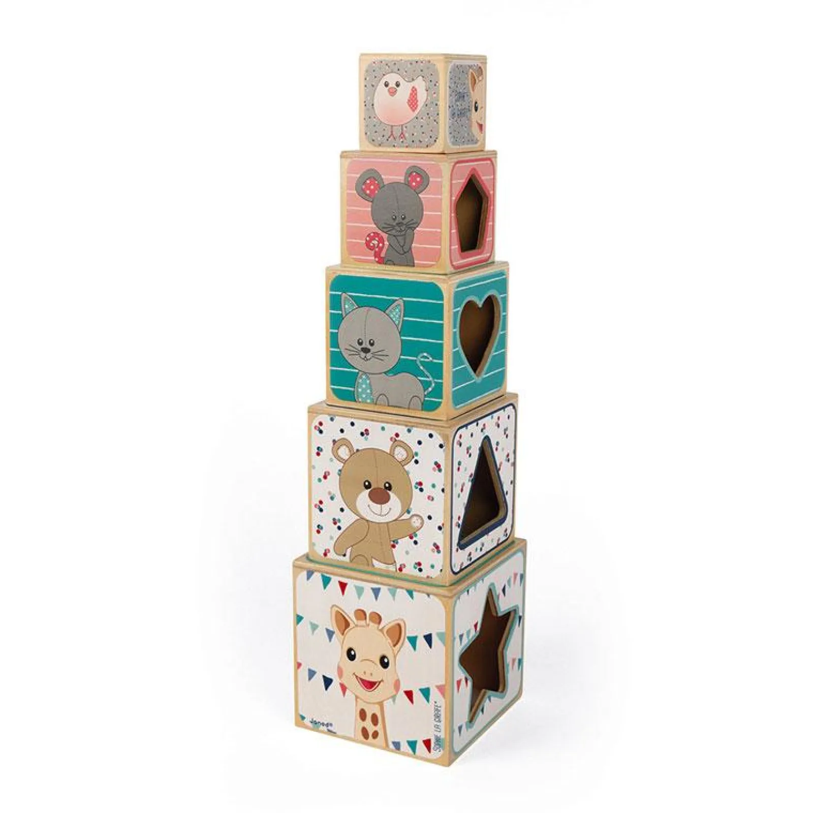 Little Helper Wooden Toys & Educational Toys | Baby Gifts | Animal Wooden Pyramid 5pc | Stacking and Nesting Toys