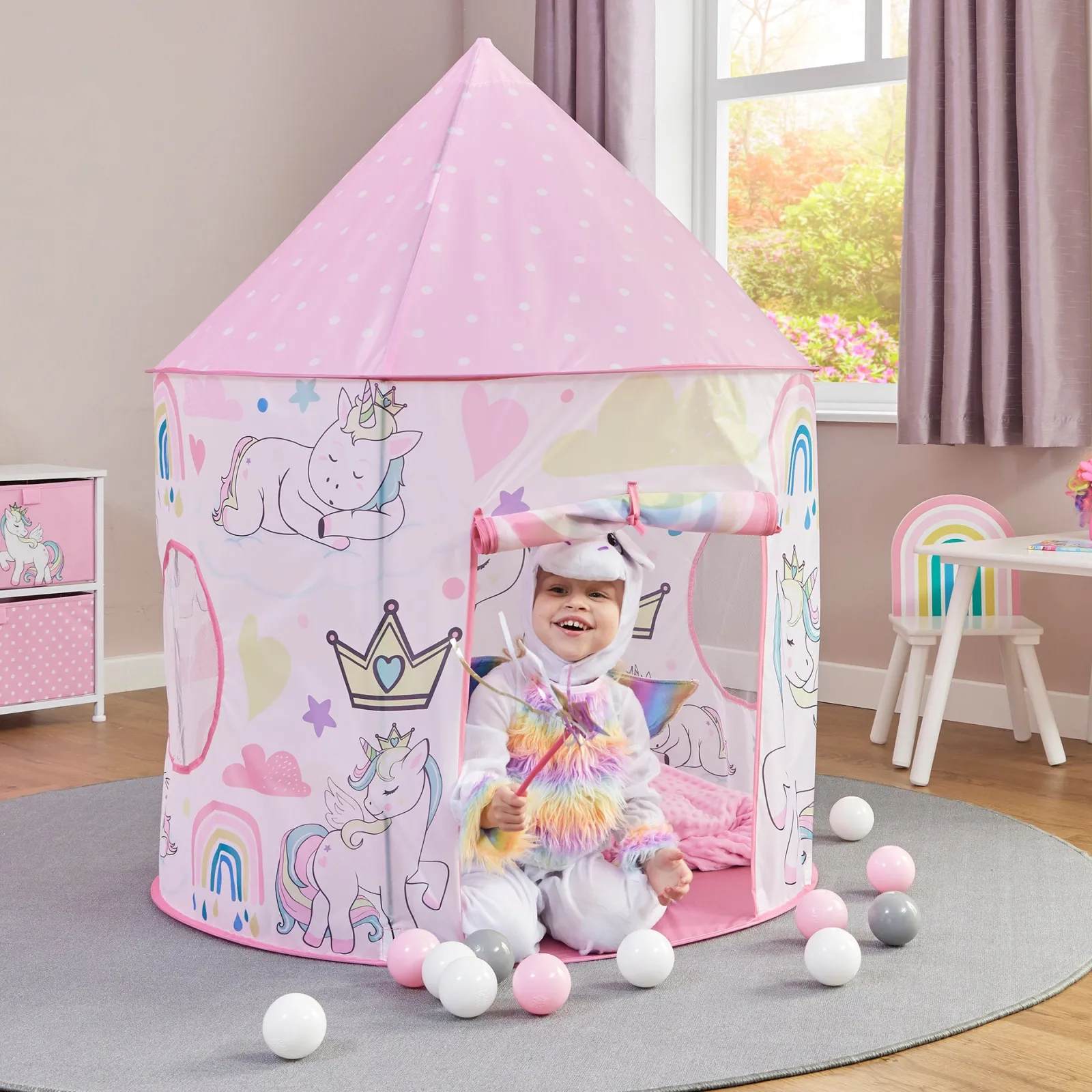 Little Helper Role Play Toys & Pretend Play | Playhouses, Teepees & Dens | Austism-Friendly 2 Person Unicorn Pop-up Play Tent | Den | Storage Bag | 18m +