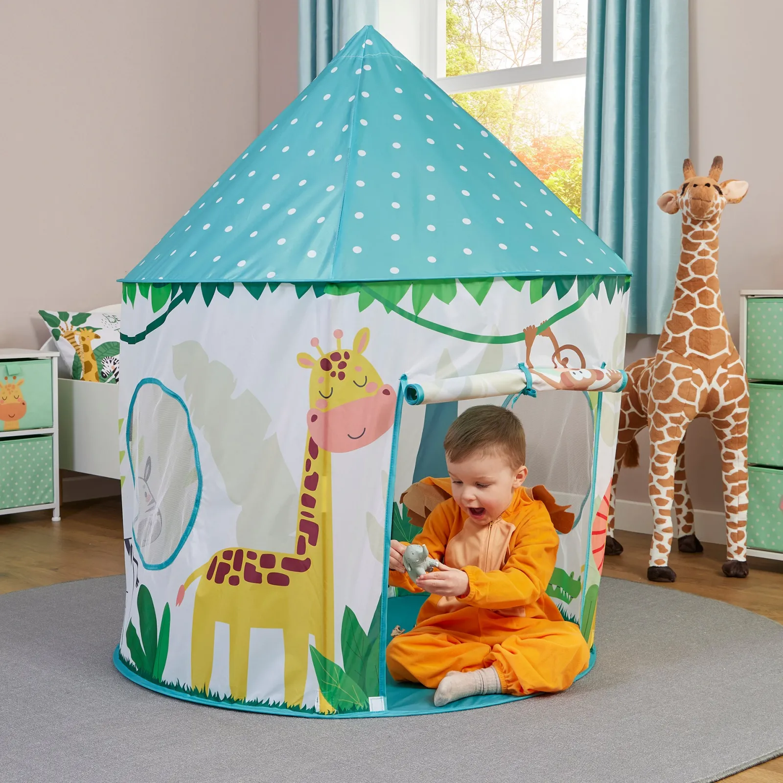 Little Helper Role Play Toys & Pretend Play | Playhouses, Teepees & Dens | Austism-Friendly Kids 2 Person Jungle Pop-up Play Tent | Den | Storage Bag | 18m +