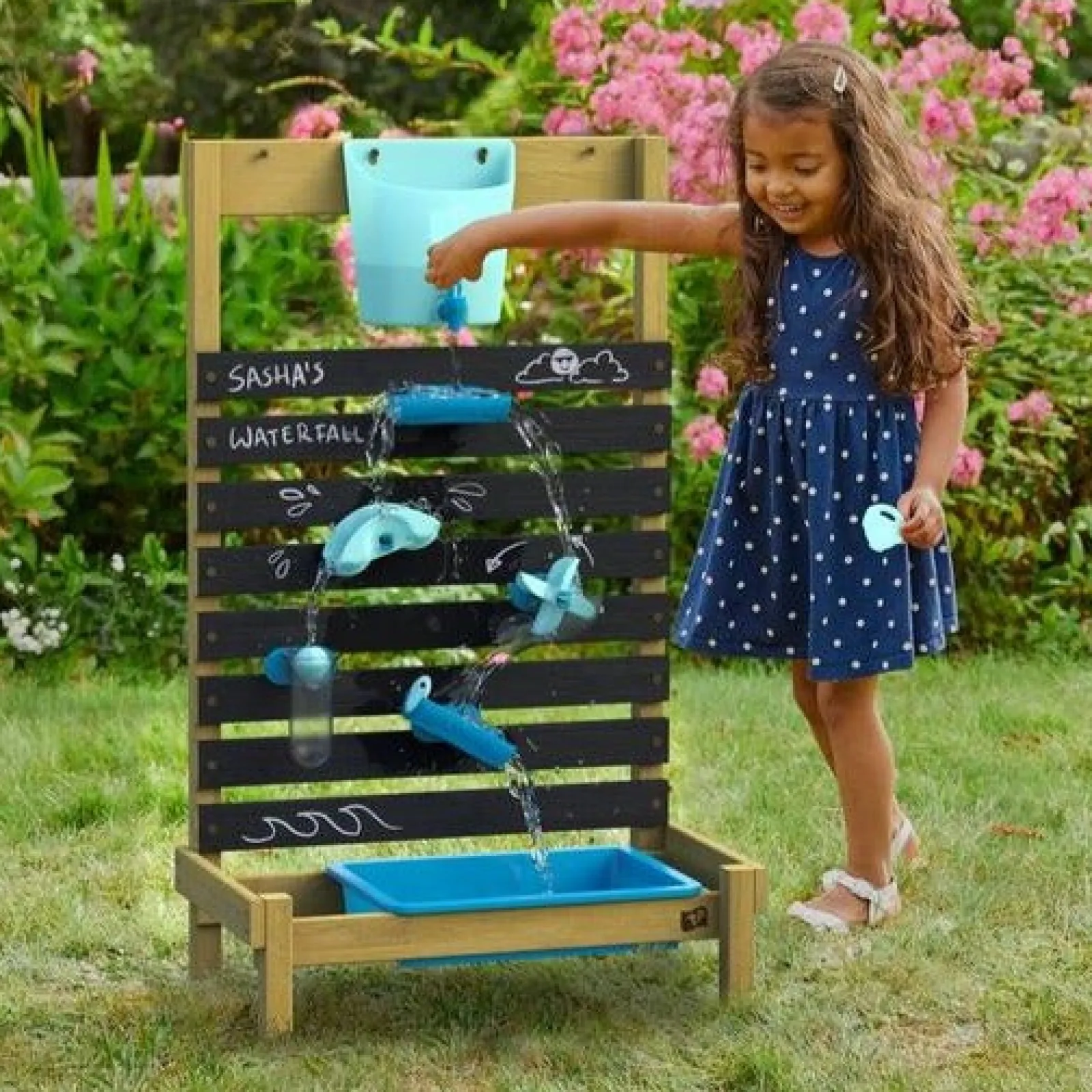 Little Helper Sand & Water Table & Sandpits & Mud Kitchens | Toy Kitchens | Autism Friendly Sensory Montessori Eco & FSC Natural Wood Waterwall | Water Play | 3 Years+
