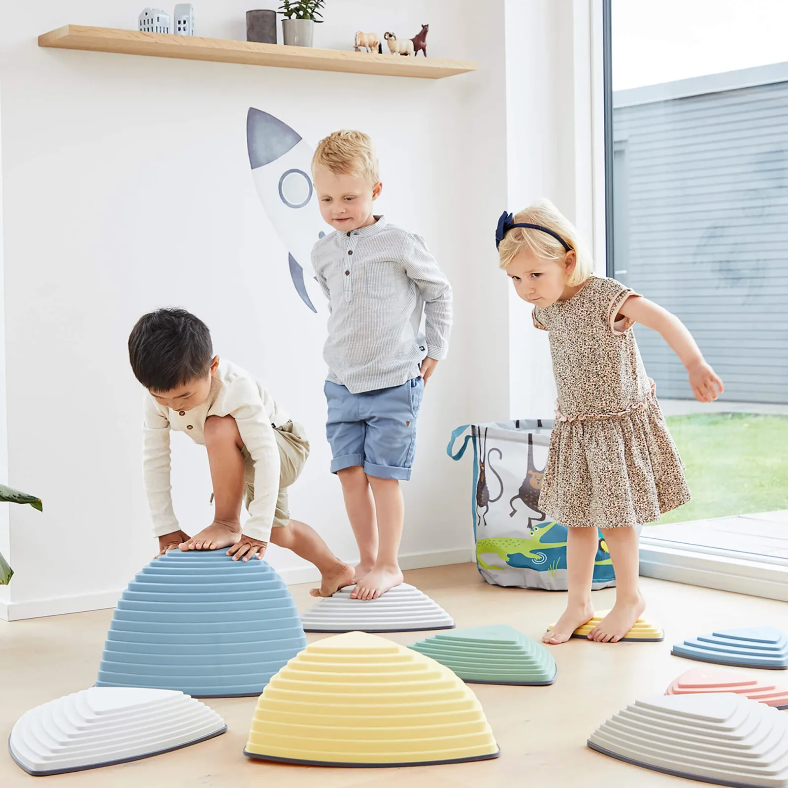 Little Helper Kids Climbing Frames & Activity Toys | Montessori Toys & Products | Autism-Friendly Sensory 3 Piece Large Montessori Gonge Hilltops | Stepping Stones | Pastels