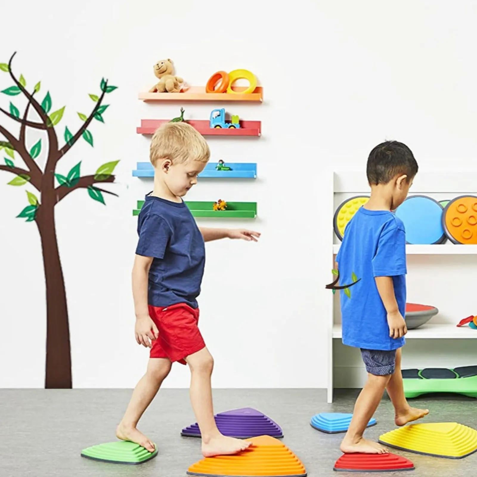 Little Helper Kids Climbing Frames & Activity Toys | Montessori Toys & Products | Autism-Friendly Sensory Large 6 Piece Montessori Gonge River Stones | Primary Colours