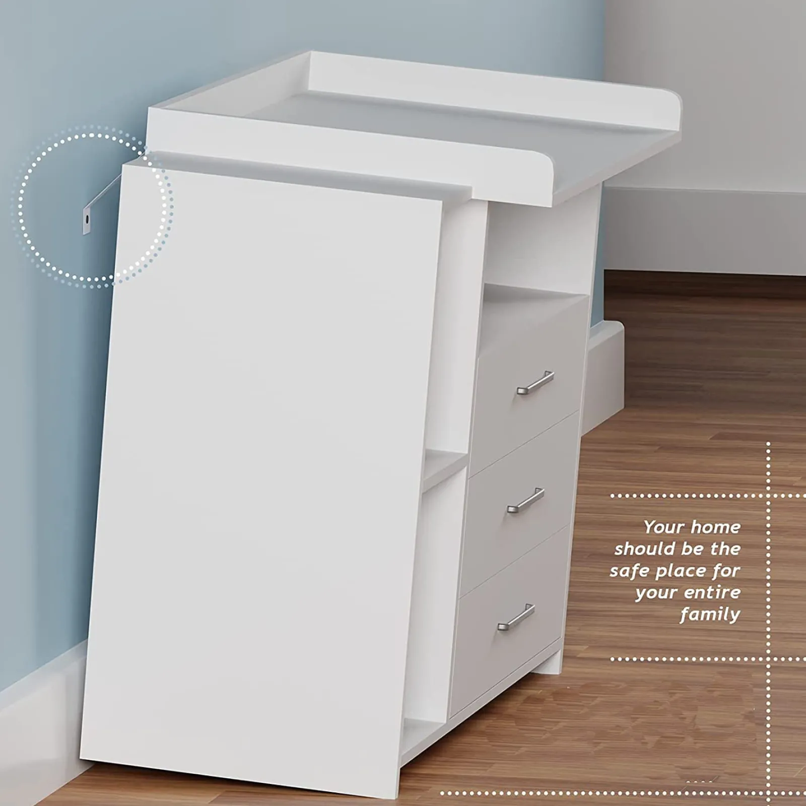 Little Helper Changing Units & Changing Tables & Dressers | Baby Changing Unit | Storage & 3 Drawers | High Quality Modern Design | 113 x 100 x 53cm | White