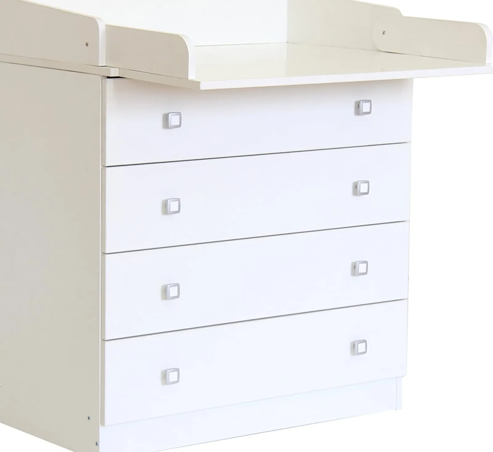 Little Helper Changing Units & Changing Tables & Dressers | Baby Changing Unit with Adjustable Changing Top | 4 Drawers | Modern Design | 92 x 80 x 47cm | White