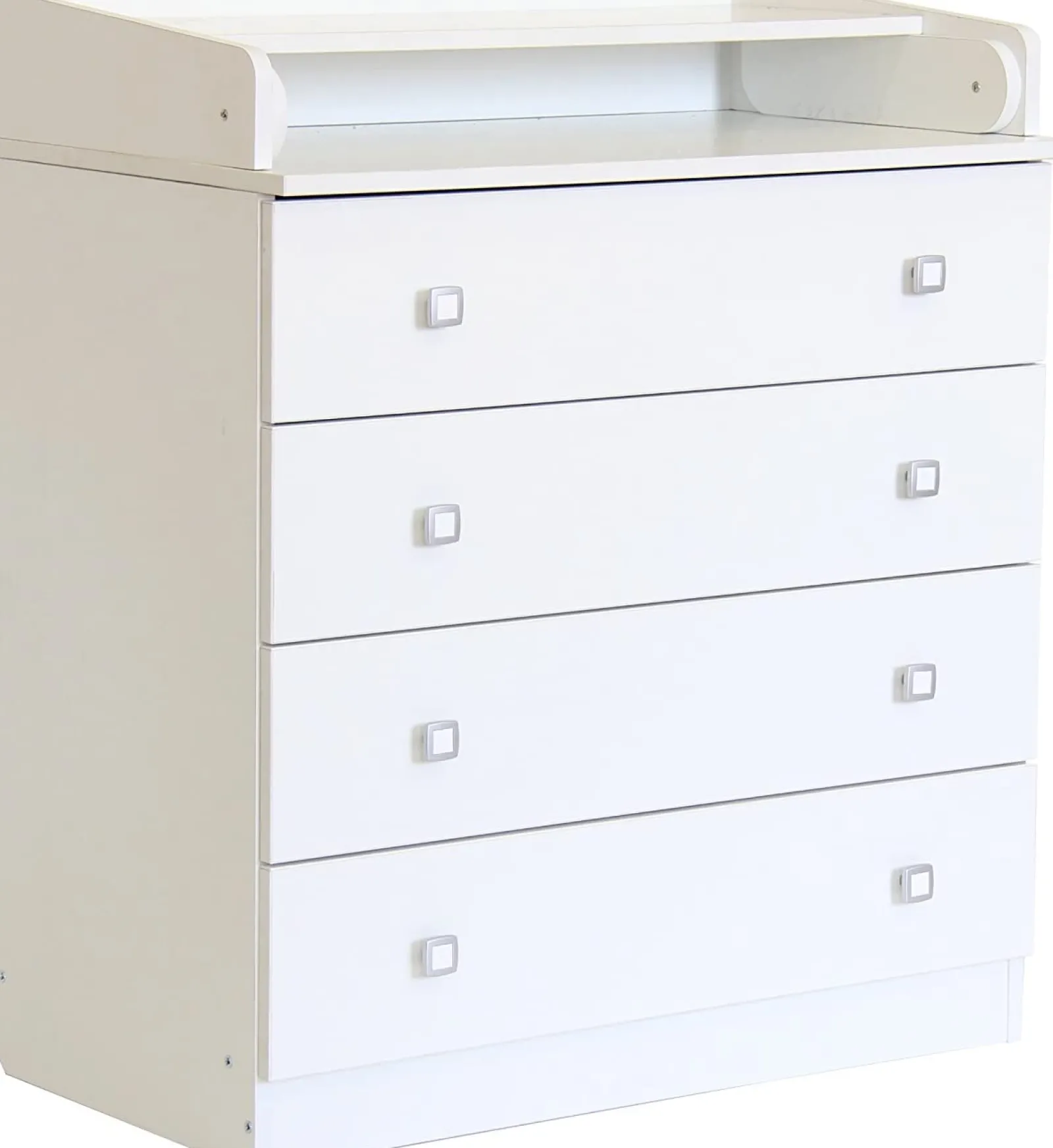 Little Helper Changing Units & Changing Tables & Dressers | Baby Changing Unit with Adjustable Changing Top | 4 Drawers | Modern Design | 92 x 80 x 47cm | White