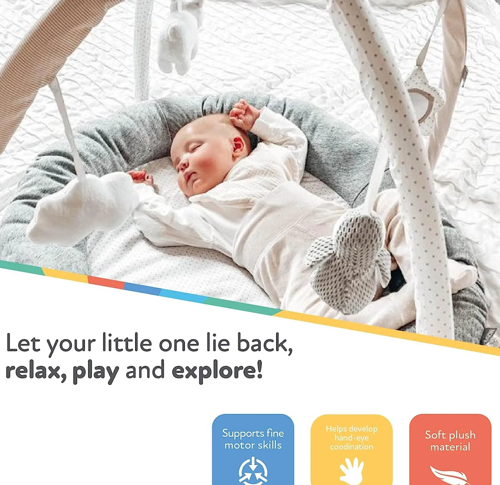 Little Helper Baby Play Gyms & Tummy Time & Activity Centres | Baby Changing Mats | Baby Play Gym with Sensory Toys | Padded Activity Washable Playmat
