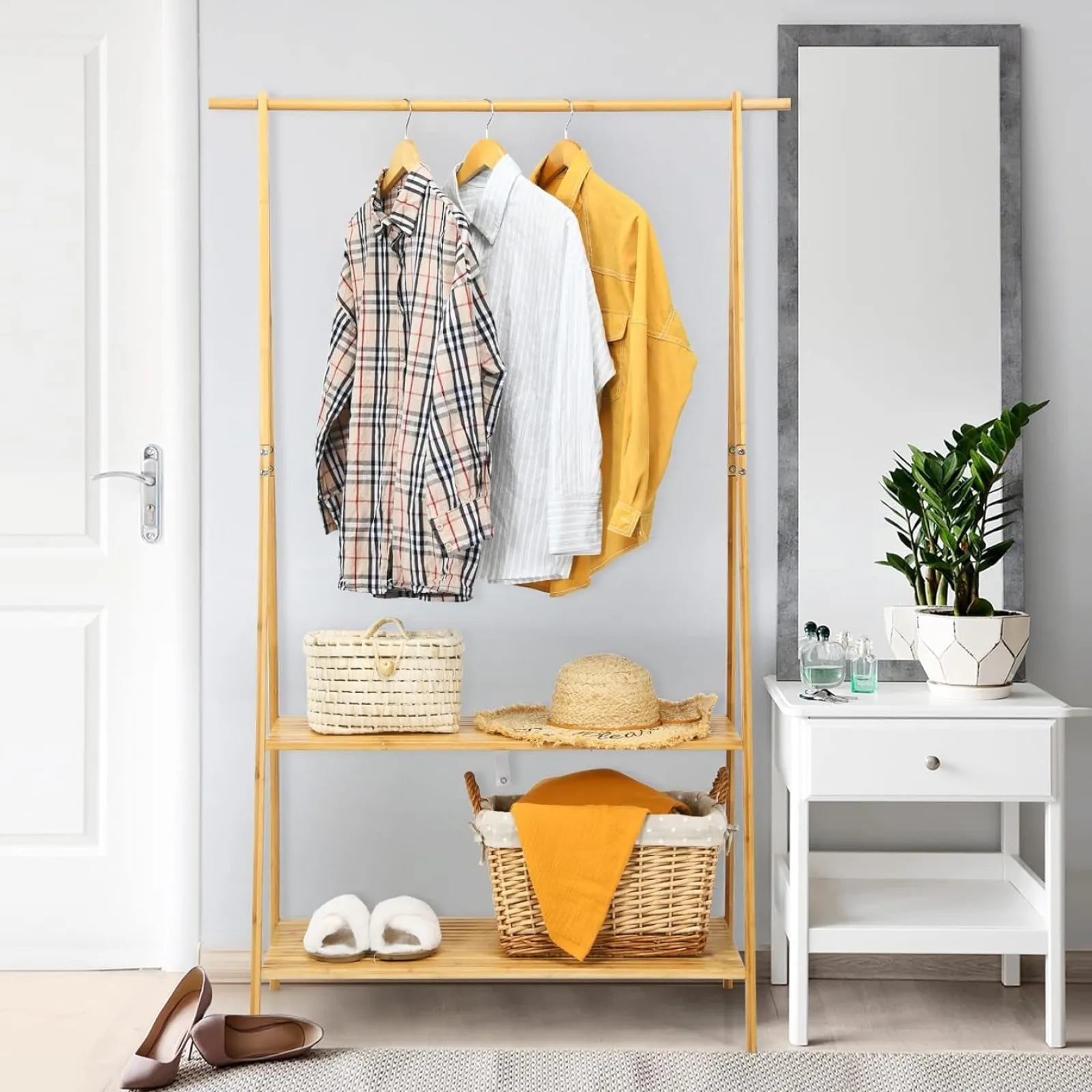 Little Helper Clothes Rail & Dressing Up Rails | Kids Clothes Rail | 100% Bamboo Wood Clothes Rail | Freestanding | 160cm Open Storage Unit