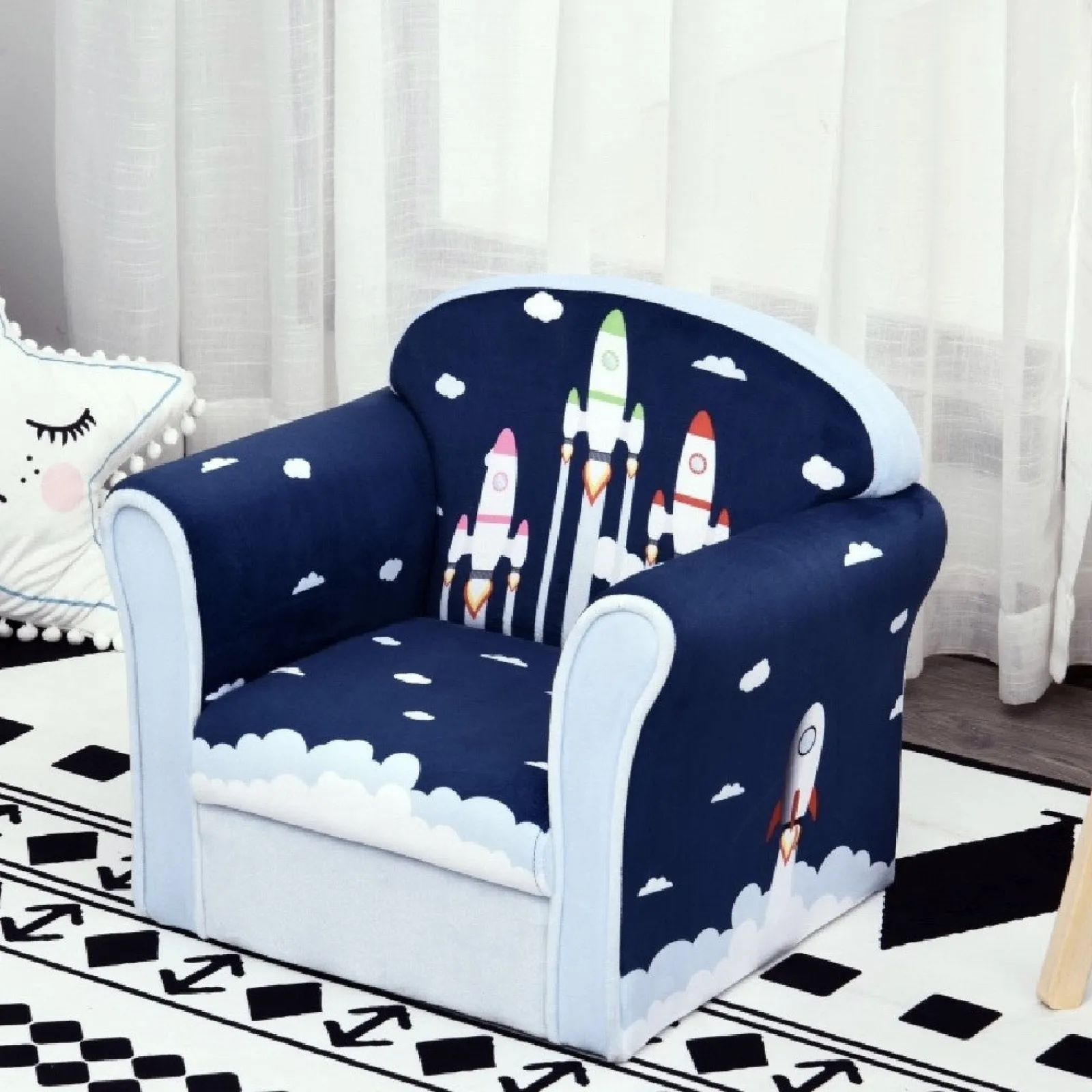 Little Helper Chairs & Stools | Blast-Off Children’s Rocket Themed Armchair | Blue | 3-9 Years