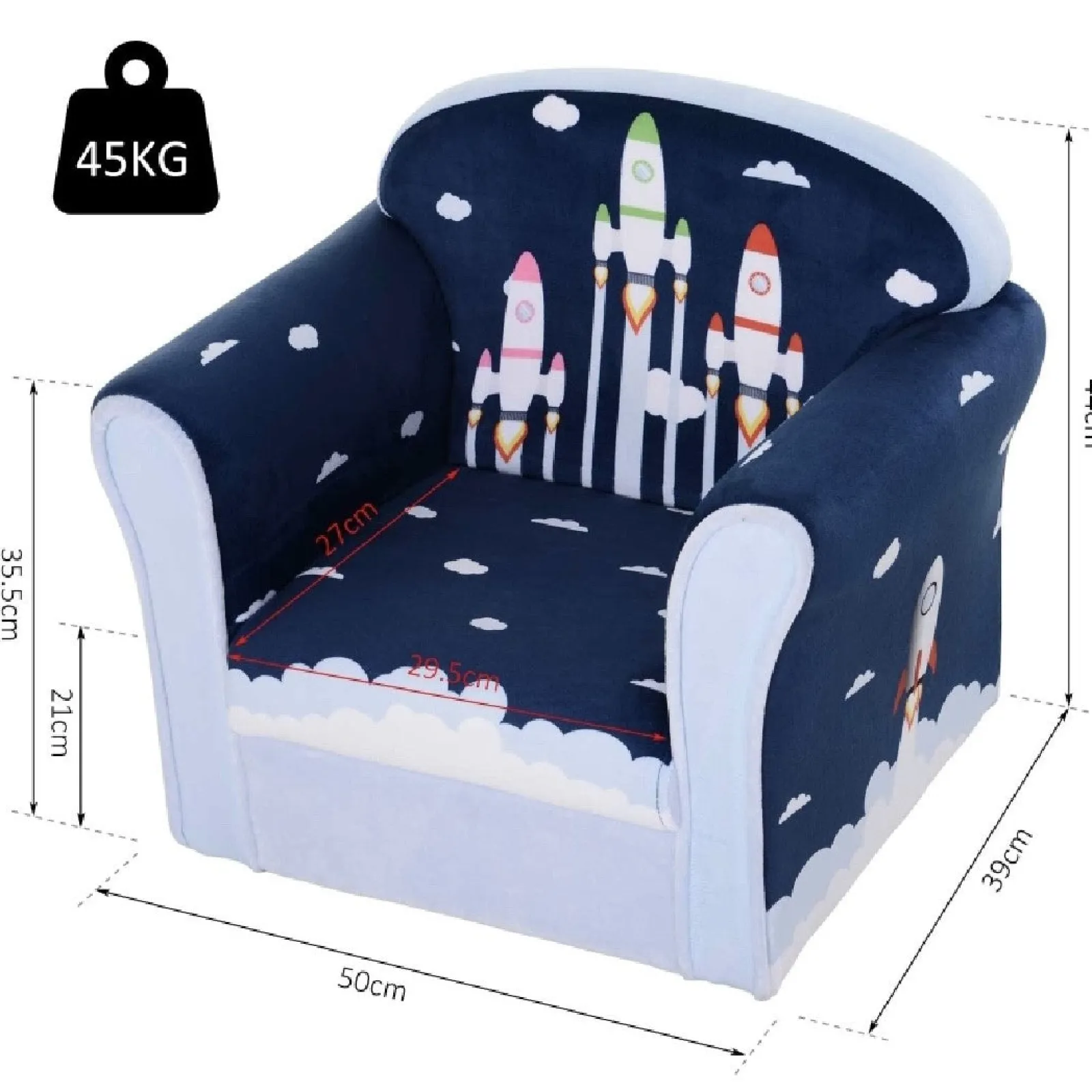 Little Helper Chairs & Stools | Blast-Off Children’s Rocket Themed Armchair | Blue | 3-9 Years