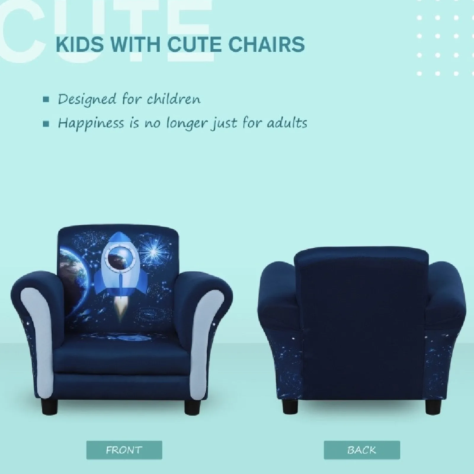 Little Helper Chairs & Stools | Blast-Off Children’s Rocket Themed Armchair | Dark Blue | 3-9 Years