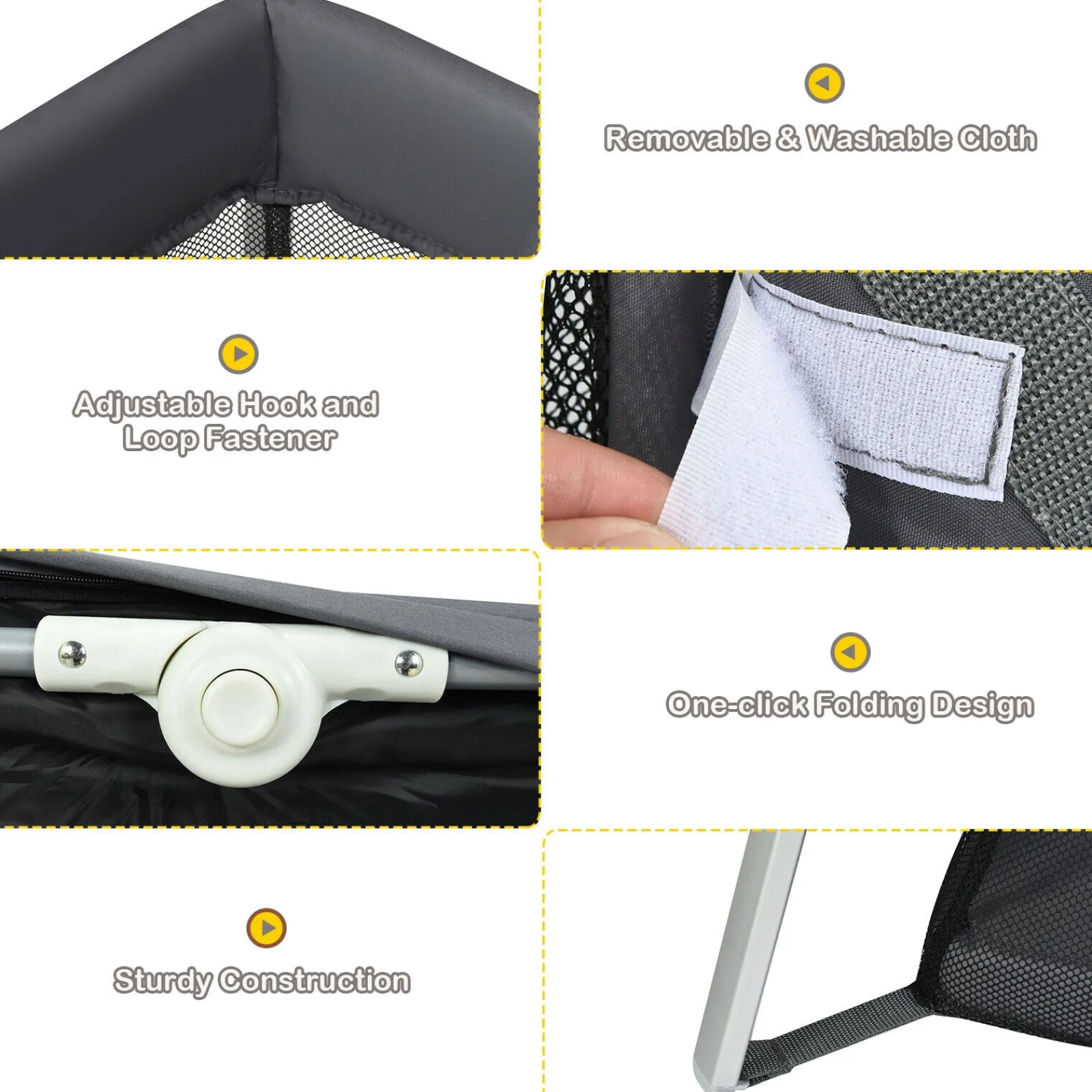 Little Helper Baby Playpens | Travel Cots & Travel Beds | Breathable 2-in-1 Travel Cot Playpen with Spine Supporting Mattress & Carry Bag | Portable Crib | Black
