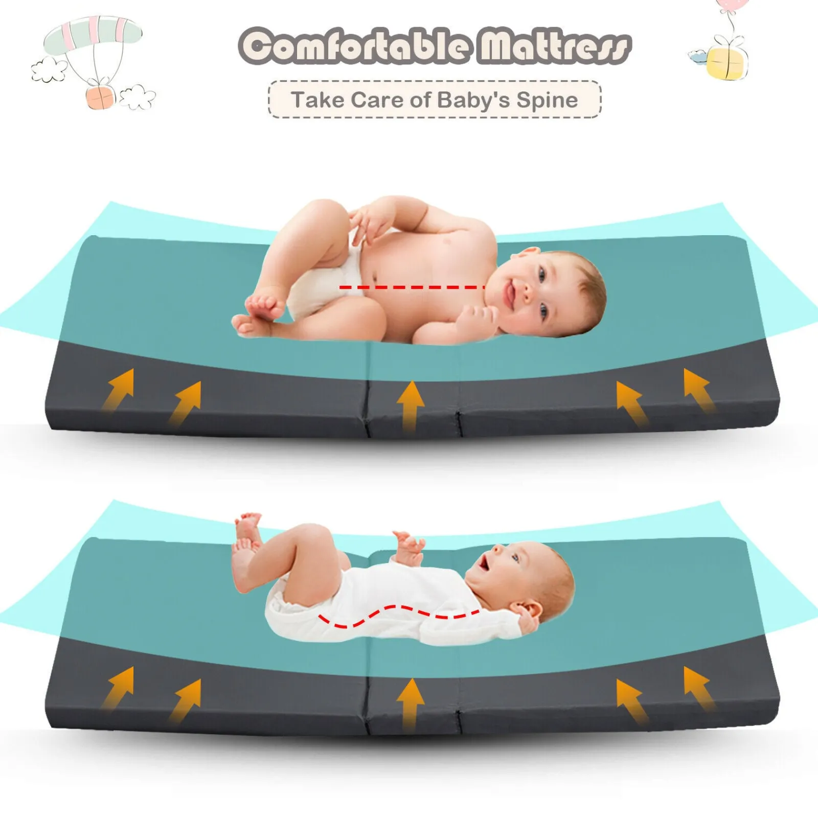 Little Helper Baby Playpens | Travel Cots & Travel Beds | Breathable 2-in-1 Travel Cot Playpen with Spine Supporting Mattress & Carry Bag | Portable Crib | Black