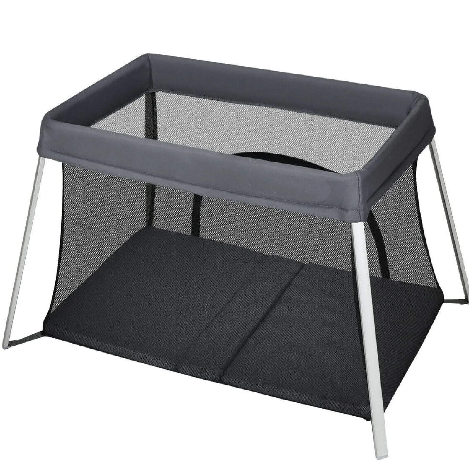 Little Helper Baby Playpens | Travel Cots & Travel Beds | Breathable 2-in-1 Travel Cot Playpen with Spine Supporting Mattress & Carry Bag | Portable Crib | Black