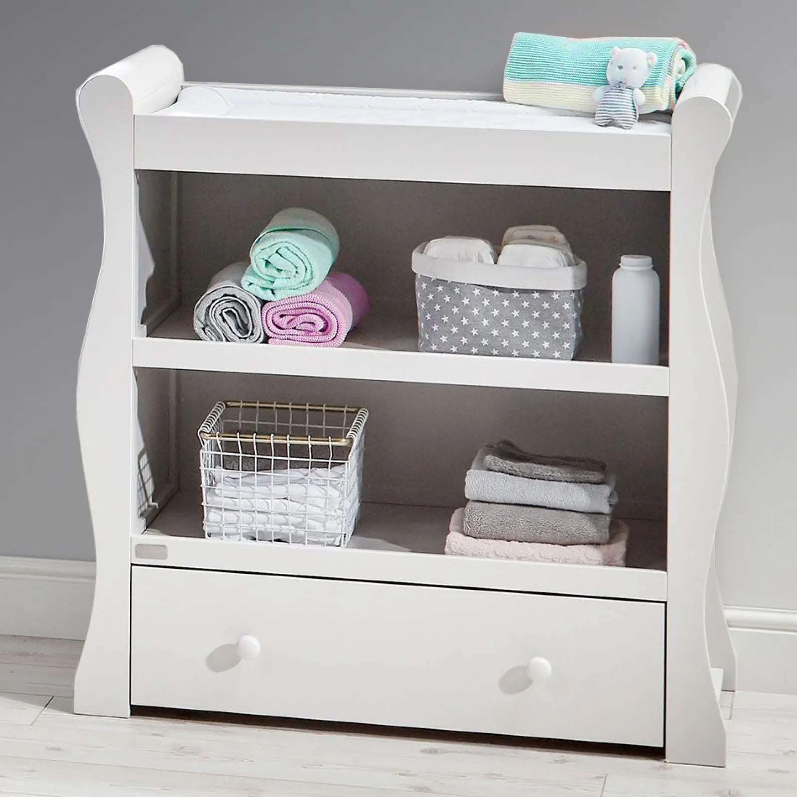Little Helper Changing Units & Changing Tables & Dressers | Chest of drawers | Open Baby Changing Unit with Drawer | Willow Collection | White