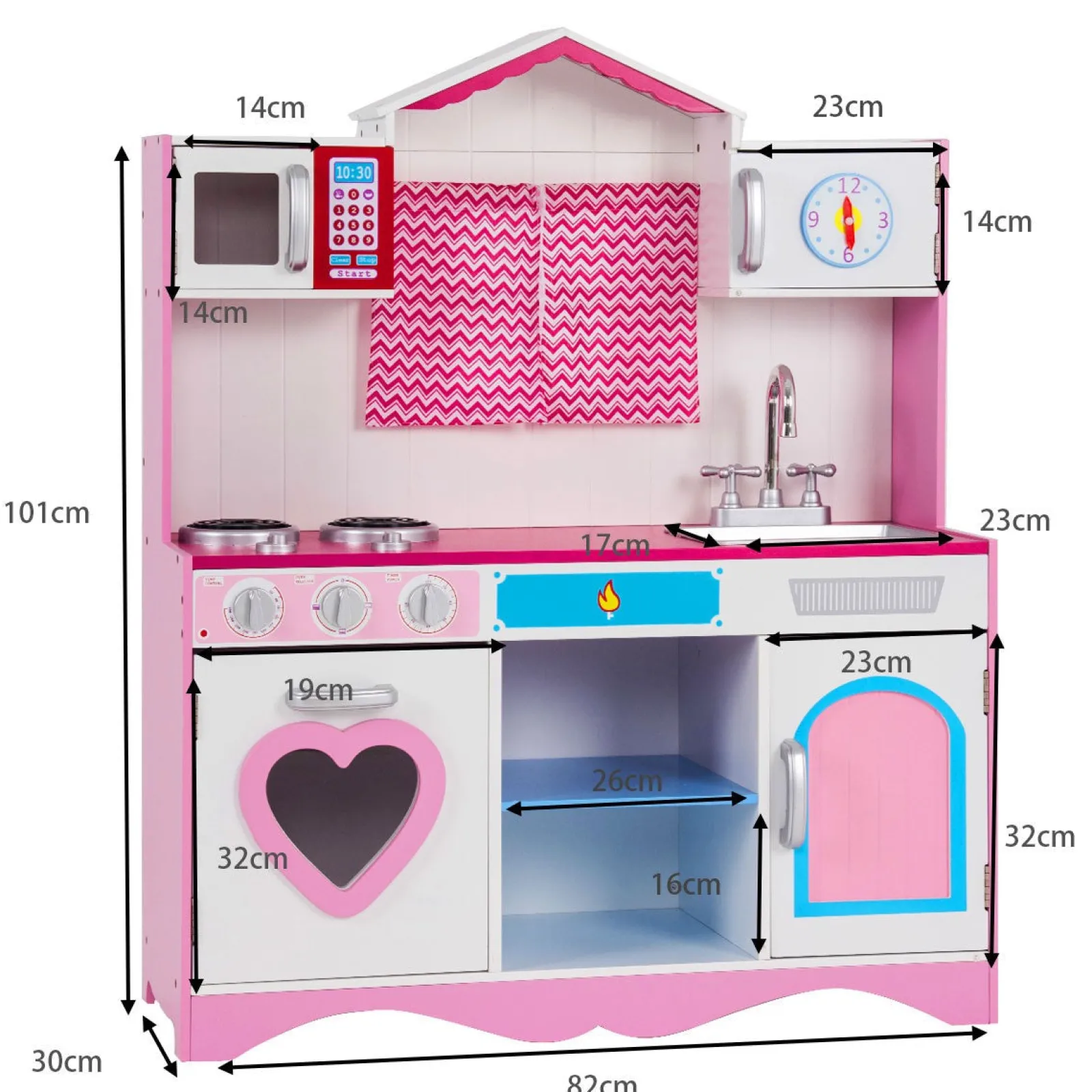 Little Helper Wooden Toys & Educational Toys | Toy Kitchens | Children's | Kids Large Wooden Toy Kitchen including Playset | Pink | 3-8 Years