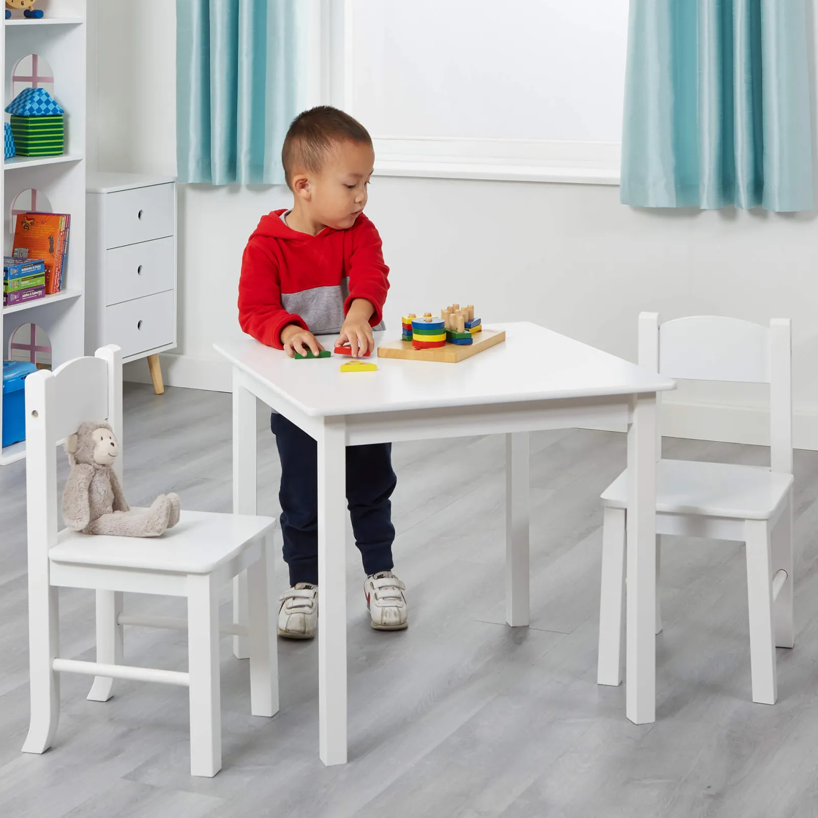 Little Helper Table & Chairs (wooden) | Children's | Kids Modern Wooden Table and Chairs | White | Solid Wood