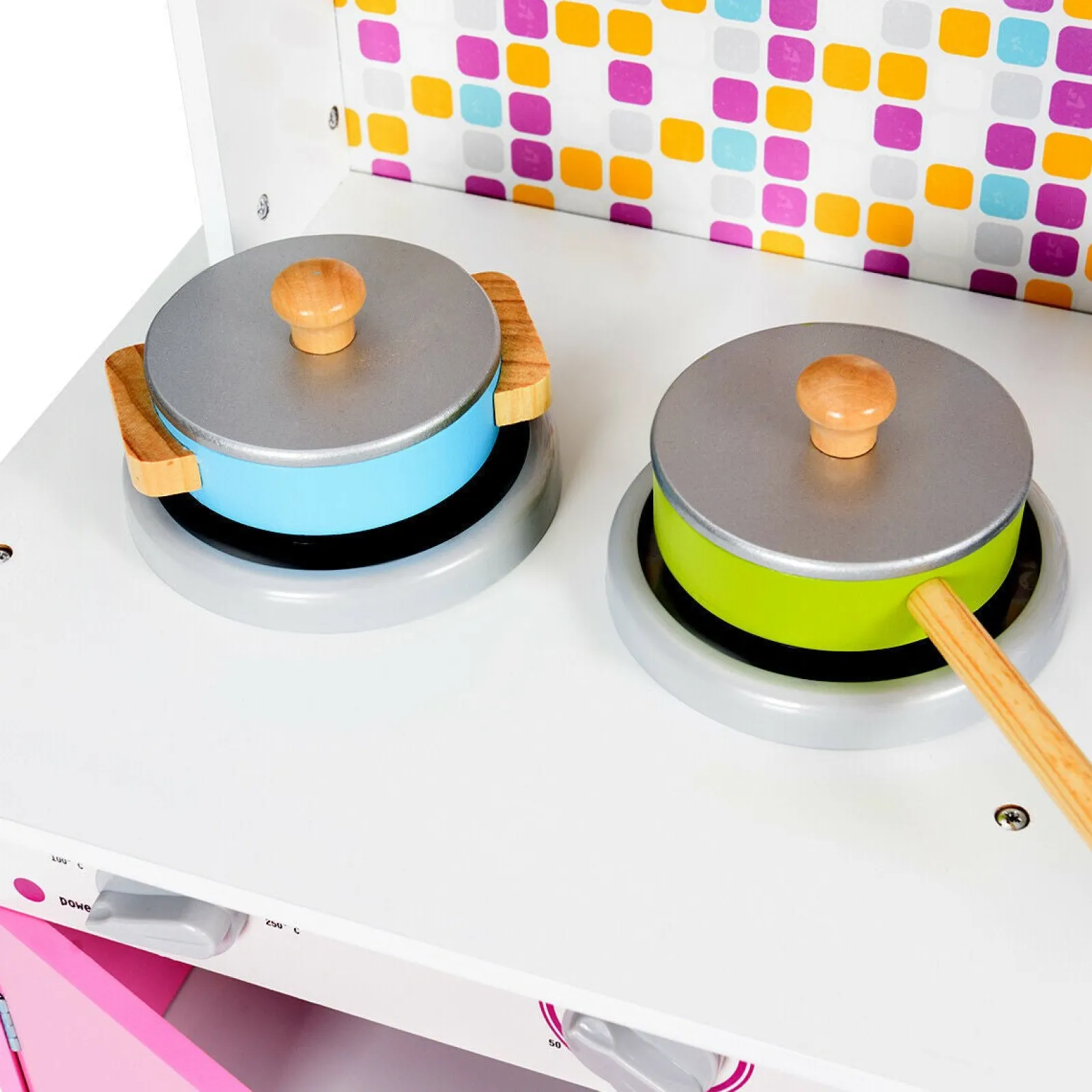 Little Helper Wooden Toys & Educational Toys | Toy Kitchens | Children's | Kids Wooden Toy Kitchen including Playset | Pink & White | 3-7 Years
