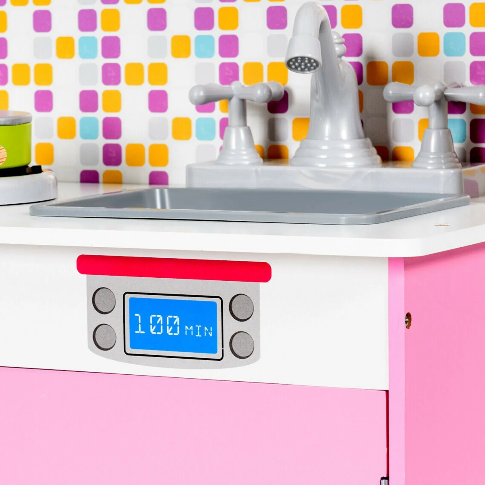 Little Helper Wooden Toys & Educational Toys | Toy Kitchens | Children's | Kids Wooden Toy Kitchen including Playset | Pink & White | 3-7 Years
