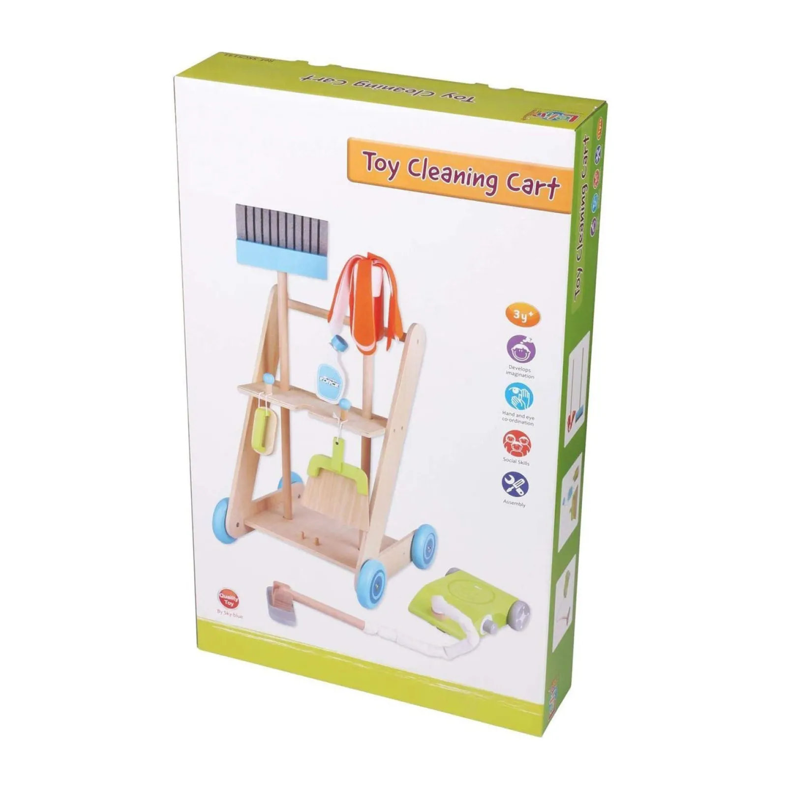 Little Helper Wooden Toys & Educational Toys | Childrens | Montessori 11 Piece Wooden Kids Cleaning Trolley | Kids Cleaning Set | 3 Years+