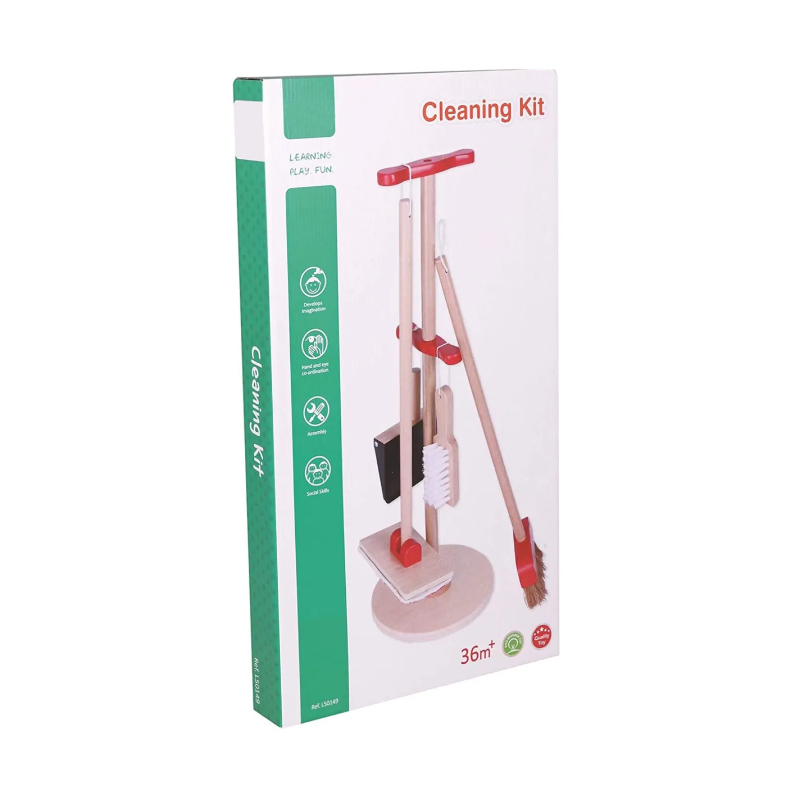 Little Helper Wooden Toys & Educational Toys | Montessori Toys & Products | Childrens | Montessori 5 Piece Wooden Kids Cleaning Trolley | Kids Cleaning Set | 3 Years+