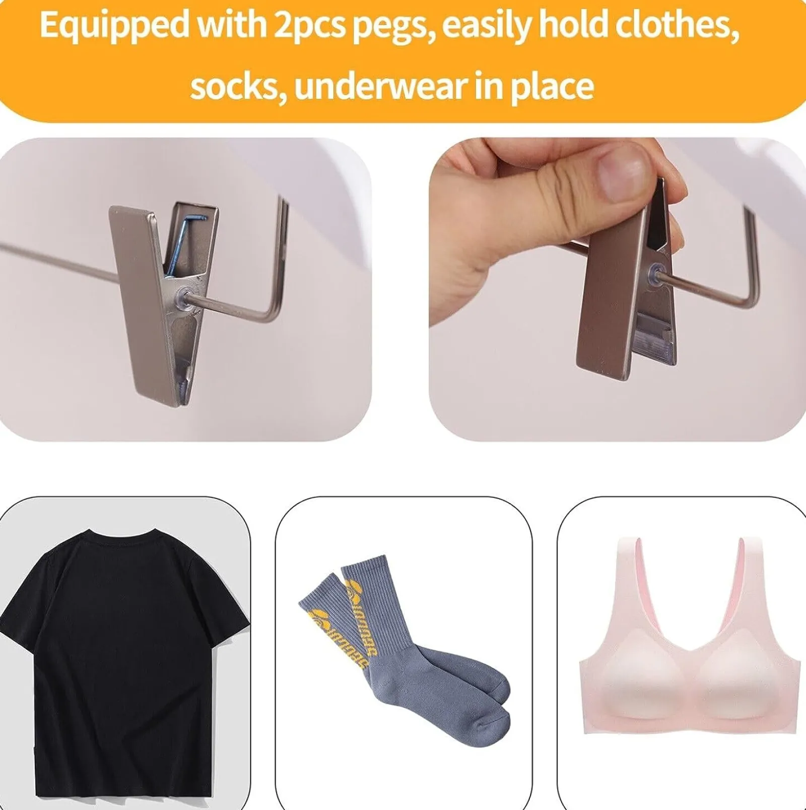 Little Helper Clothes Rail & Dressing Up Rails | Kids Clothes Rail | 12 Children's Anti-Slip Eco-conscious Wooden Hangers with Soft Grip Clips | White