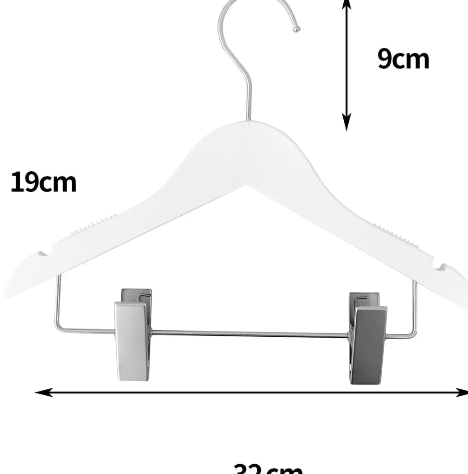 Little Helper Clothes Rail & Dressing Up Rails | Kids Clothes Rail | 12 Children's Anti-Slip Eco-conscious Wooden Hangers with Soft Grip Clips | White