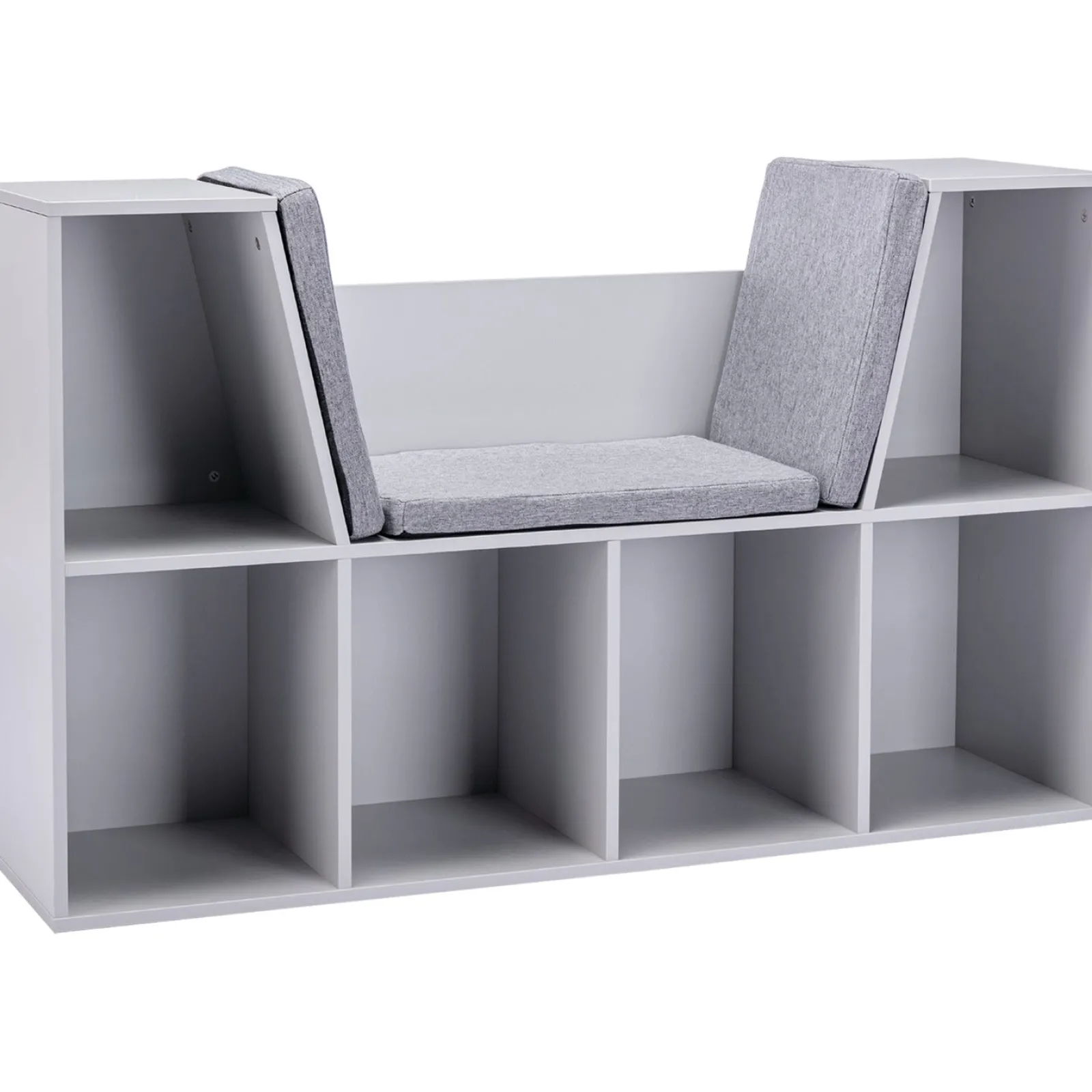 Little Helper Toy Storage Units | Toy Storage Units | Childrens Bookcase | Toy Storage Unit | Kids Reading Seat | Grey with Grey Padded Seat