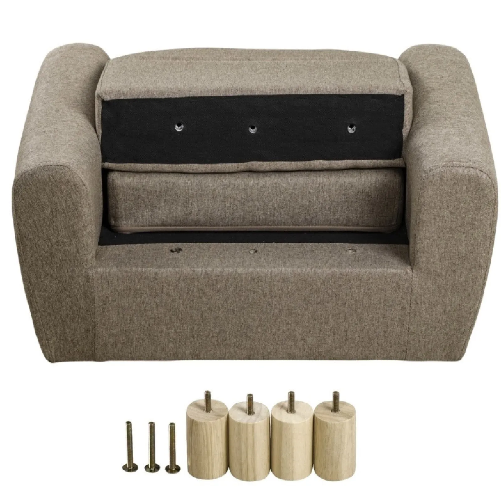 Little Helper Chairs & Stools | Children’s Cat Design Deluxe Single Armchair | Linen-Look | Biscuit Beige | 3-8 Years