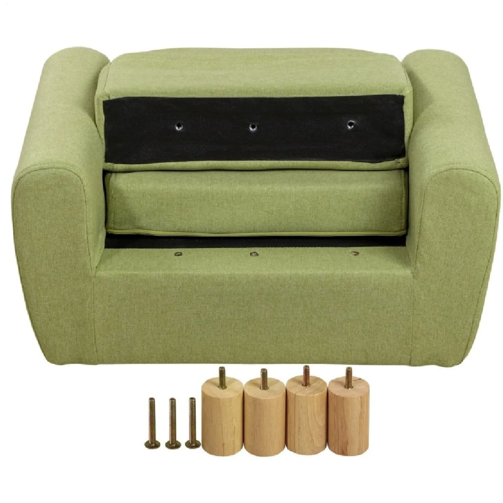 Little Helper Chairs & Stools | Children’s Cat Design Deluxe Single Armchair | Linen-Look | Pistachio Green | 3-8 Years