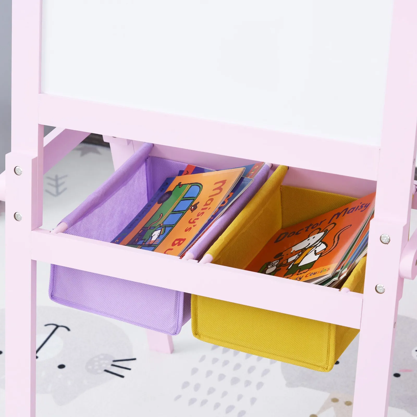Little Helper Kids Arts & Crafts & Accessories | Easels & Accessories | Childrens Deluxe Wooden Double Sided Easel | Blackboard | Paper Roll | Pink | 3 Years+