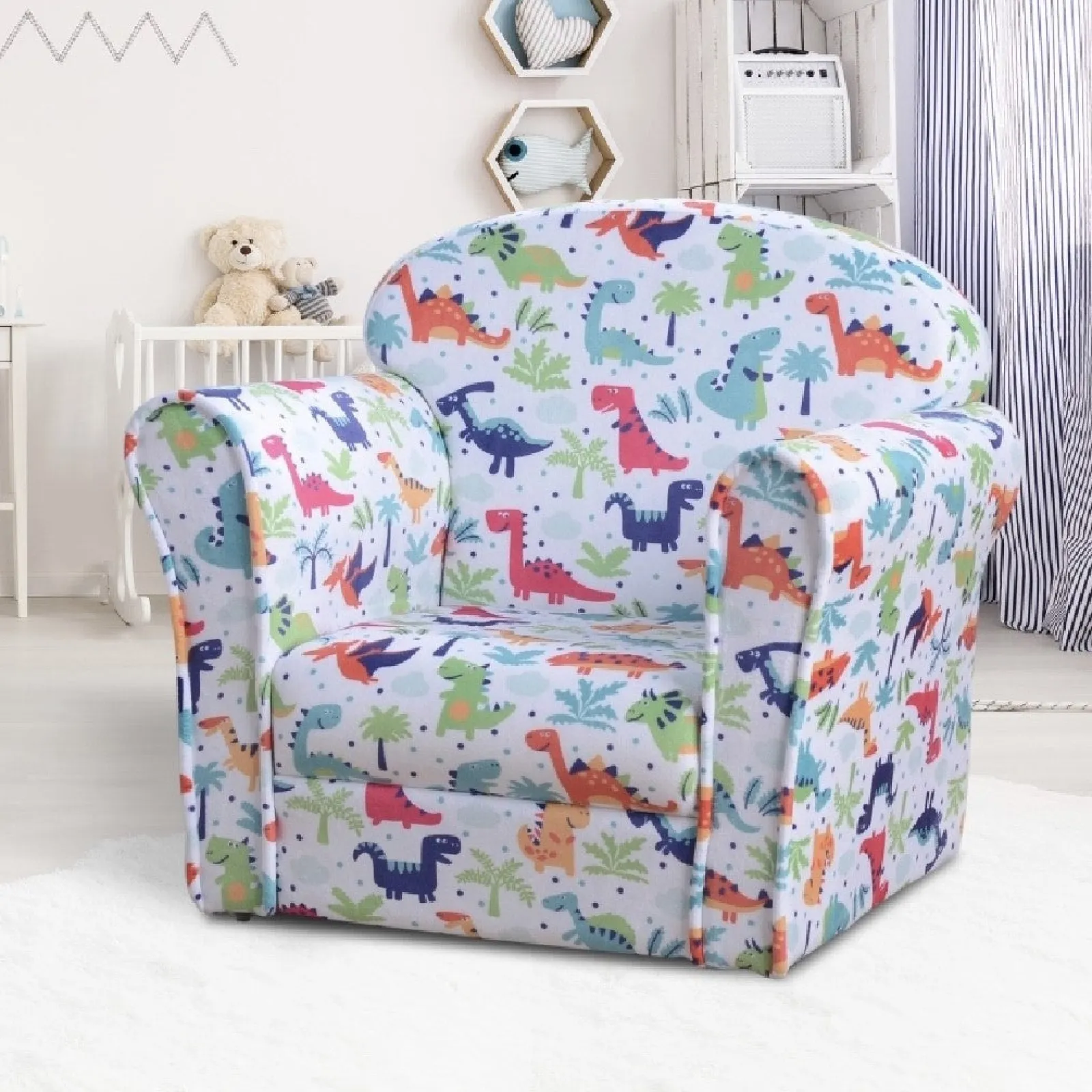 Little Helper Chairs & Stools | Children’s Dinosaur Design Armchair | Multicoloured | 3-9 Years