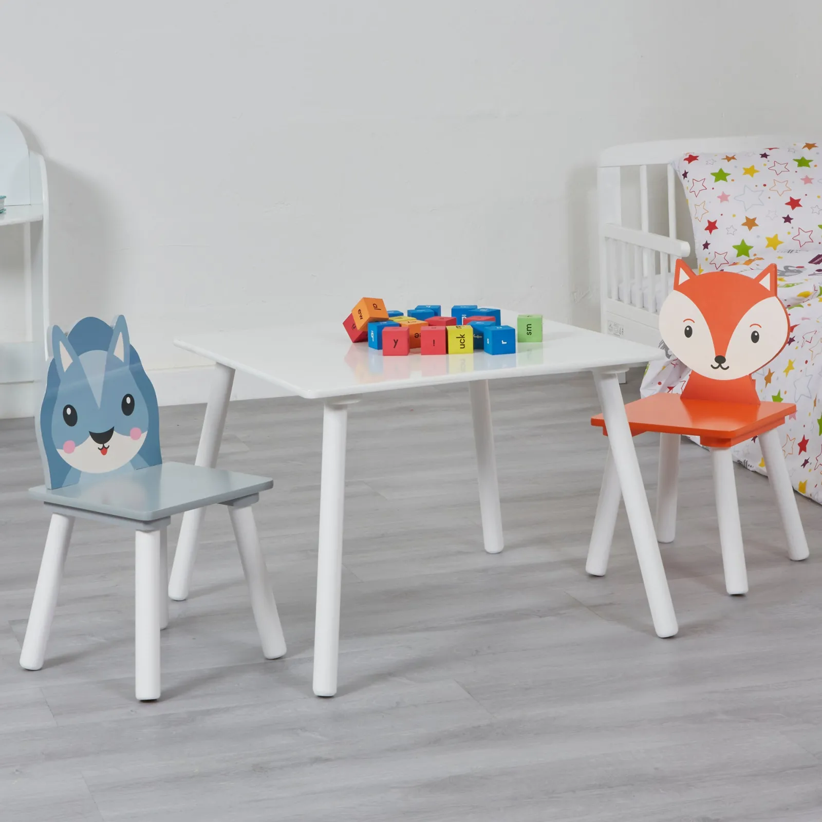 Little Helper Table & Chairs (wooden) | Children's Forest Friends Table and 2 Chairs Set | Fox & Squirrel Animals | 2 Years +