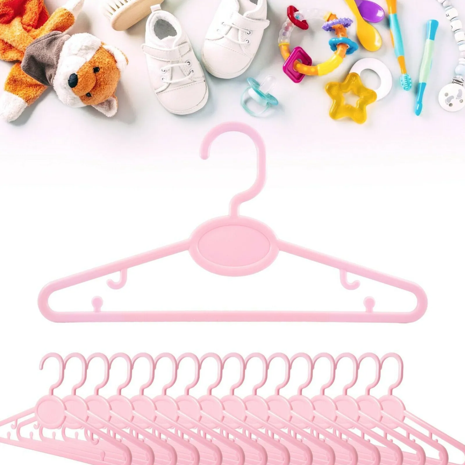 Little Helper Clothes Rail & Dressing Up Rails | Kids Clothes Rail | Children's Hangers | Toddler Hangers | Durable Plastic | Soft Pink