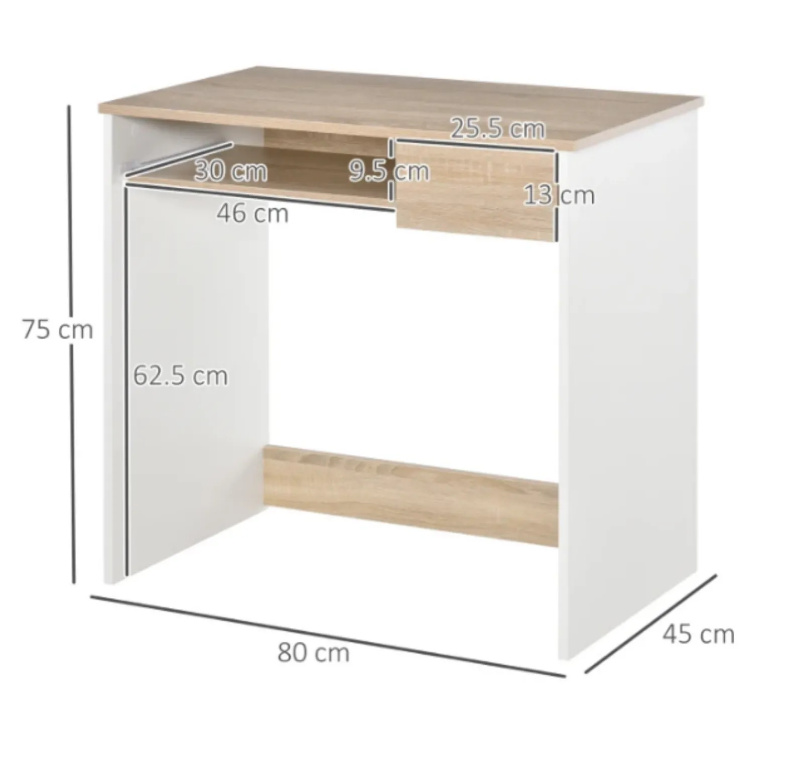 Little Helper Table & Chairs (wooden) | Children's Homework and Computer Desk | Storage | Natural & White | 6 Years+