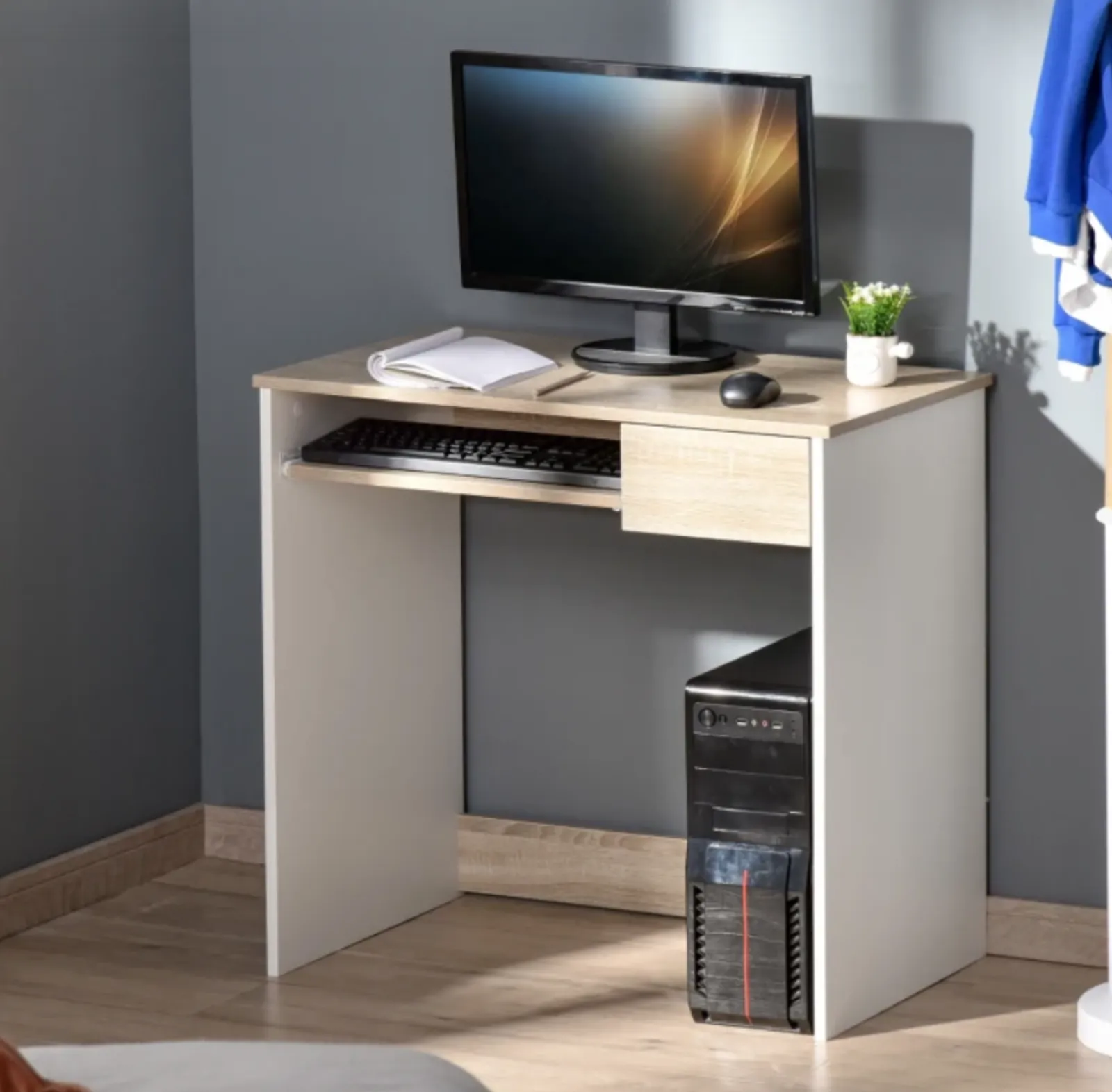 Little Helper Table & Chairs (wooden) | Children's Homework and Computer Desk | Storage | Natural & White | 6 Years+
