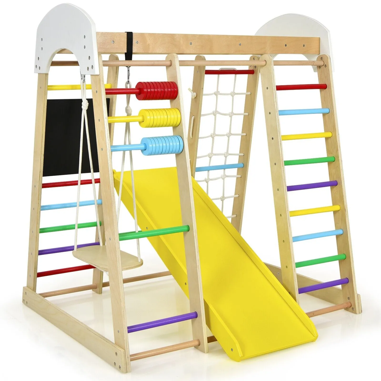 Little Helper Swing & Slide Sets & Garden Play & Trampolines | Kids Climbing Frames & Activity Toys | Children's 8-in-1 Eco Wood Montessori Climbing Gym with Swing | Slide | Climbing Wall | Monkey Bars & More | 3 Years+