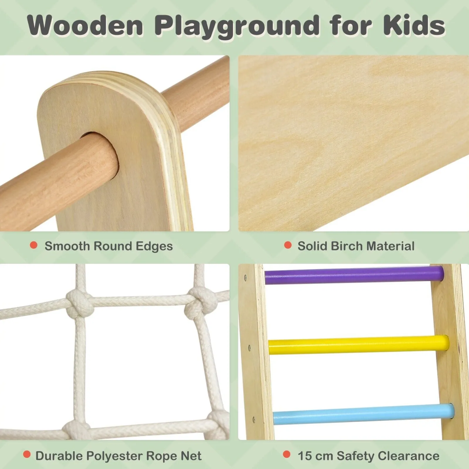 Little Helper Swing & Slide Sets & Garden Play & Trampolines | Kids Climbing Frames & Activity Toys | Children's 8-in-1 Eco Wood Montessori Climbing Gym with Swing | Slide | Climbing Wall | Monkey Bars & More | 3 Years+
