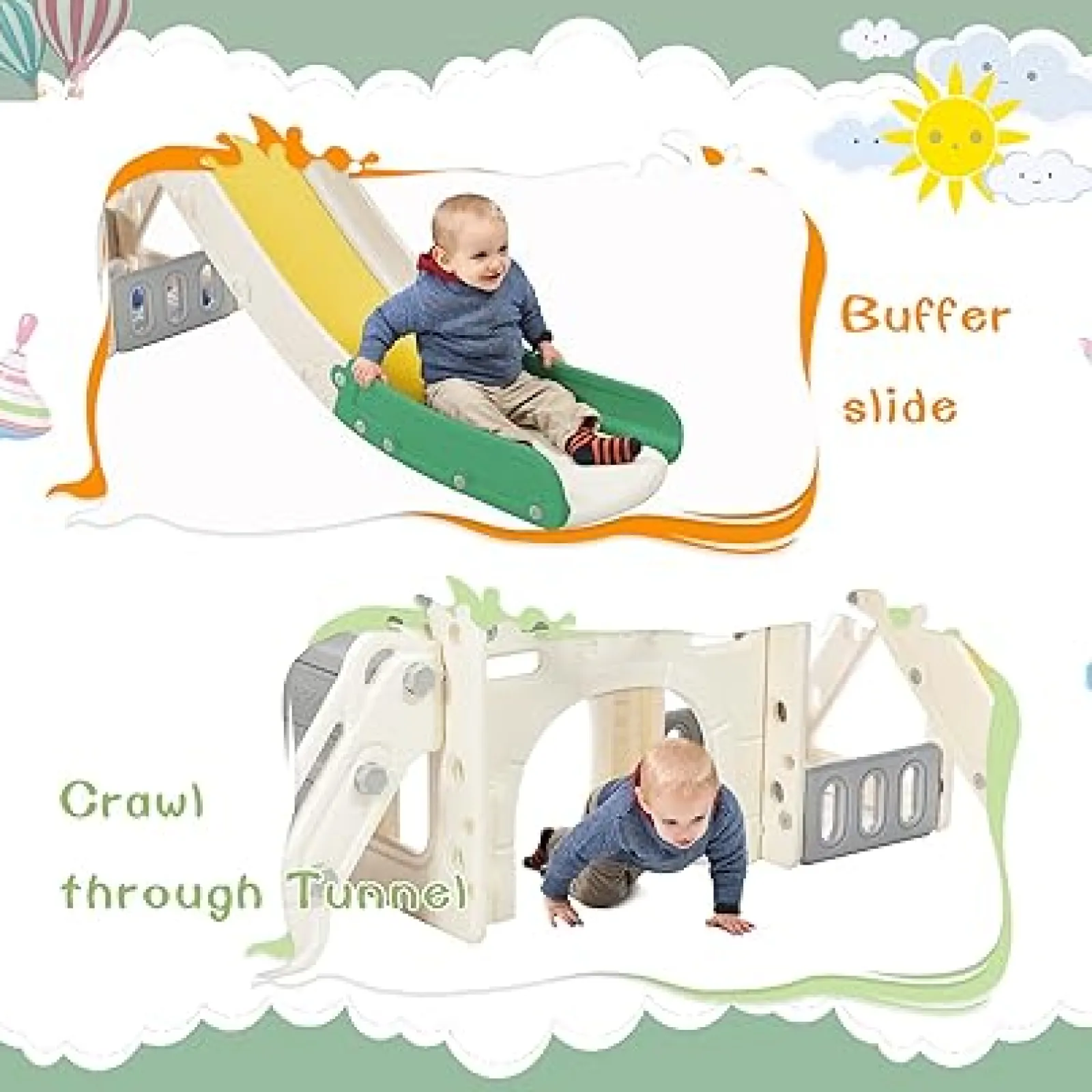 Little Helper Swing & Slide Sets & Garden Play & Trampolines | Montessori Toys & Products | Children’s 7-in-1 Montessori Slide Set | Basketball Hoop | Castle Look out with Telescope | Climber | Ring Toss
