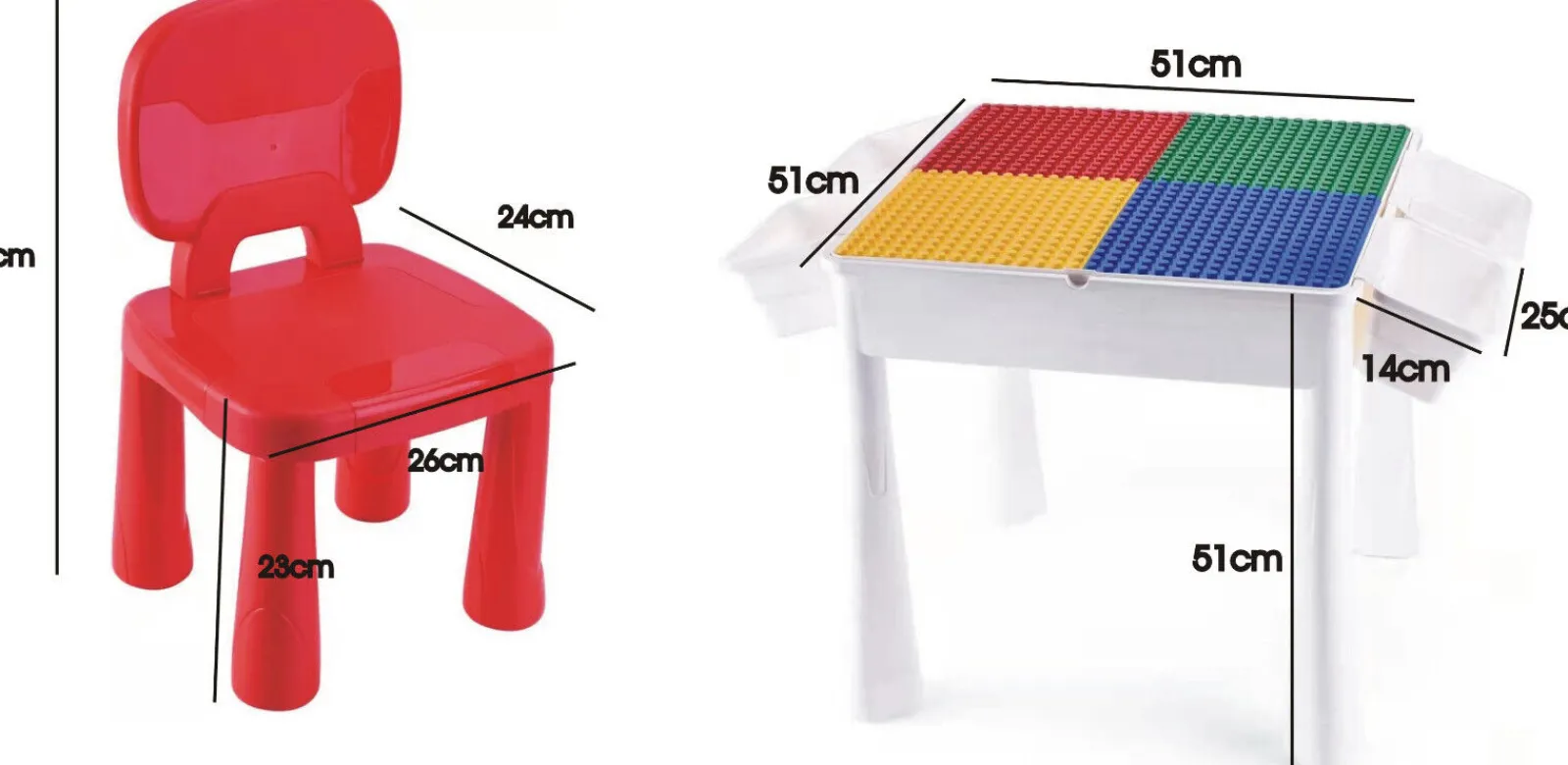 Little Helper Table & Chairs (plastic) | Childrens 4-in-1 Multipurpose Plastic Lego | Duplo Table | Reversible Desk | Sand & Water Table | 2 Chairs & 100 Blocks