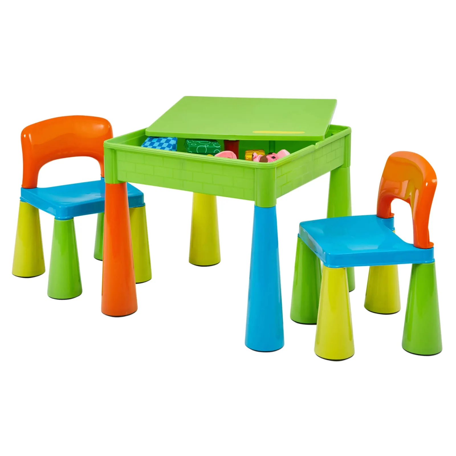 Little Helper Sand & Water Table & Sandpits & Mud Kitchens | Table & Chairs (plastic) | Children's 5-in-1 Table & 2 Chairs Set | Sand & Water Pit | Lego | Dry Wipe Top | Storage