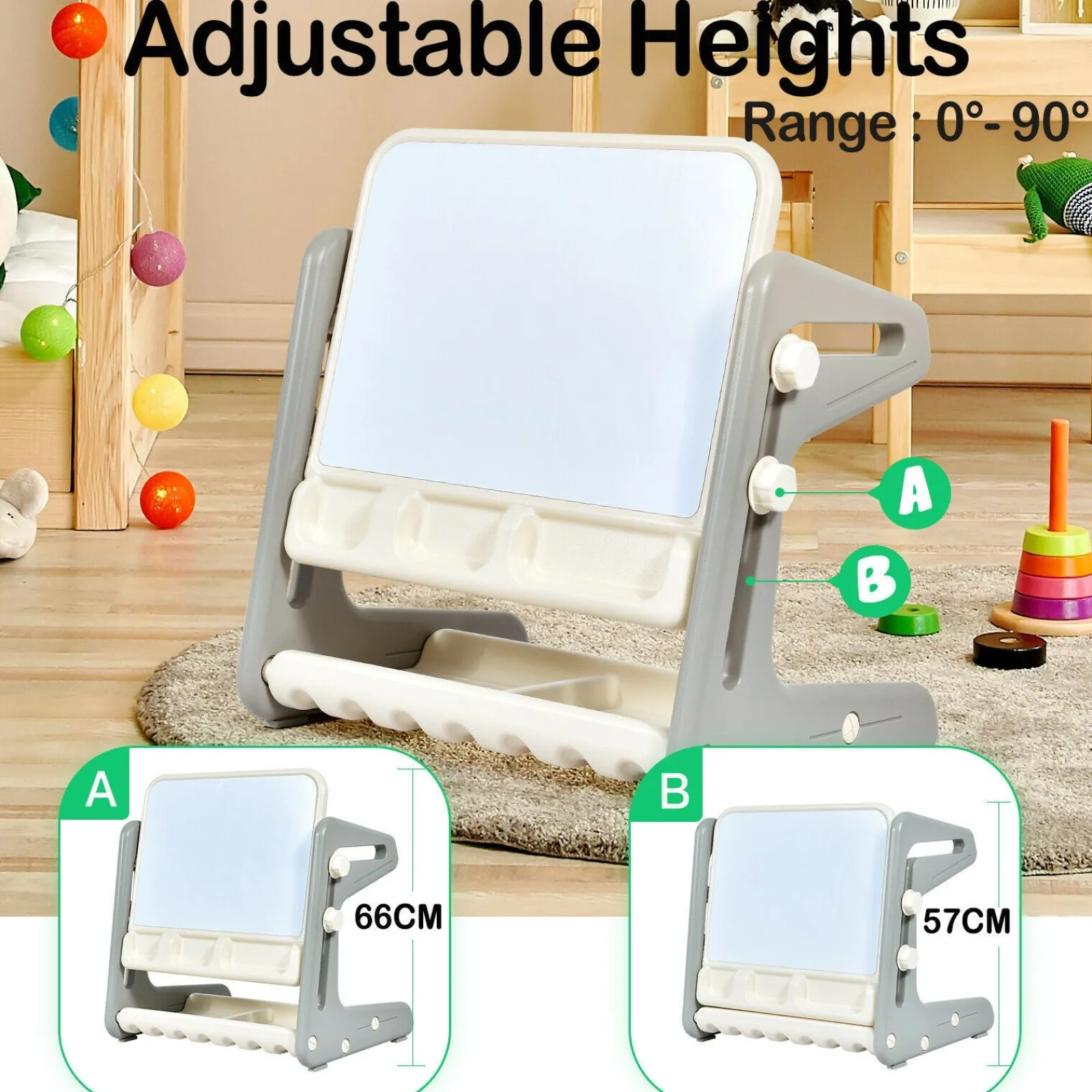 Little Helper Kids Arts & Crafts & Accessories | Easels & Accessories | Children's 4-in-1 Table & Chair | Height Adjustable Easel Whiteboard | Dry Wipe & Magnetic | Storage | 3 Years+