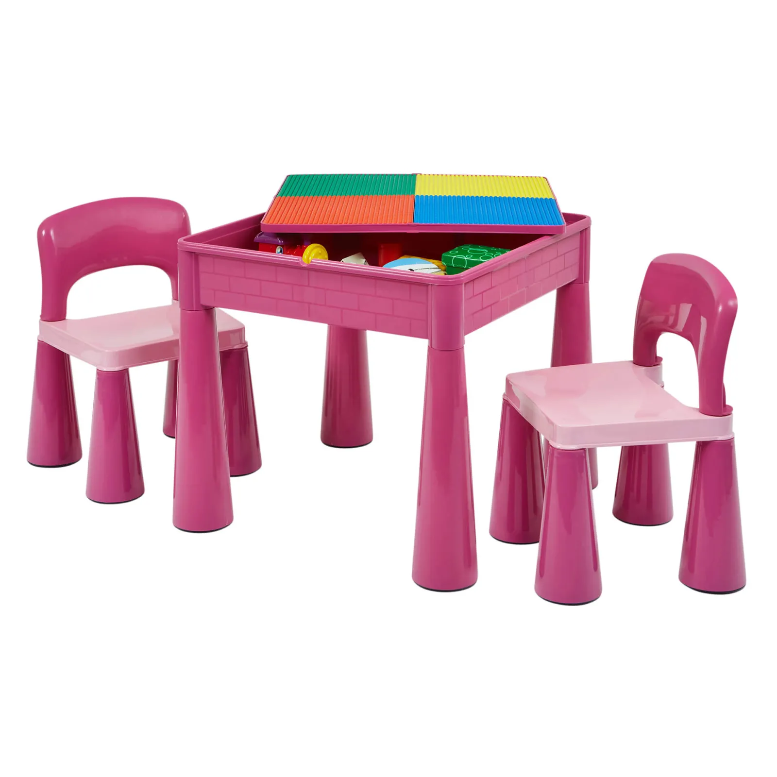 Little Helper Sand & Water Table & Sandpits & Mud Kitchens | Table & Chairs (plastic) | Children's Indoor | Outdoor Multipurpose Plastic Table & 2 Chairs Set | Lego Board | Sand & Water Pit | Pink