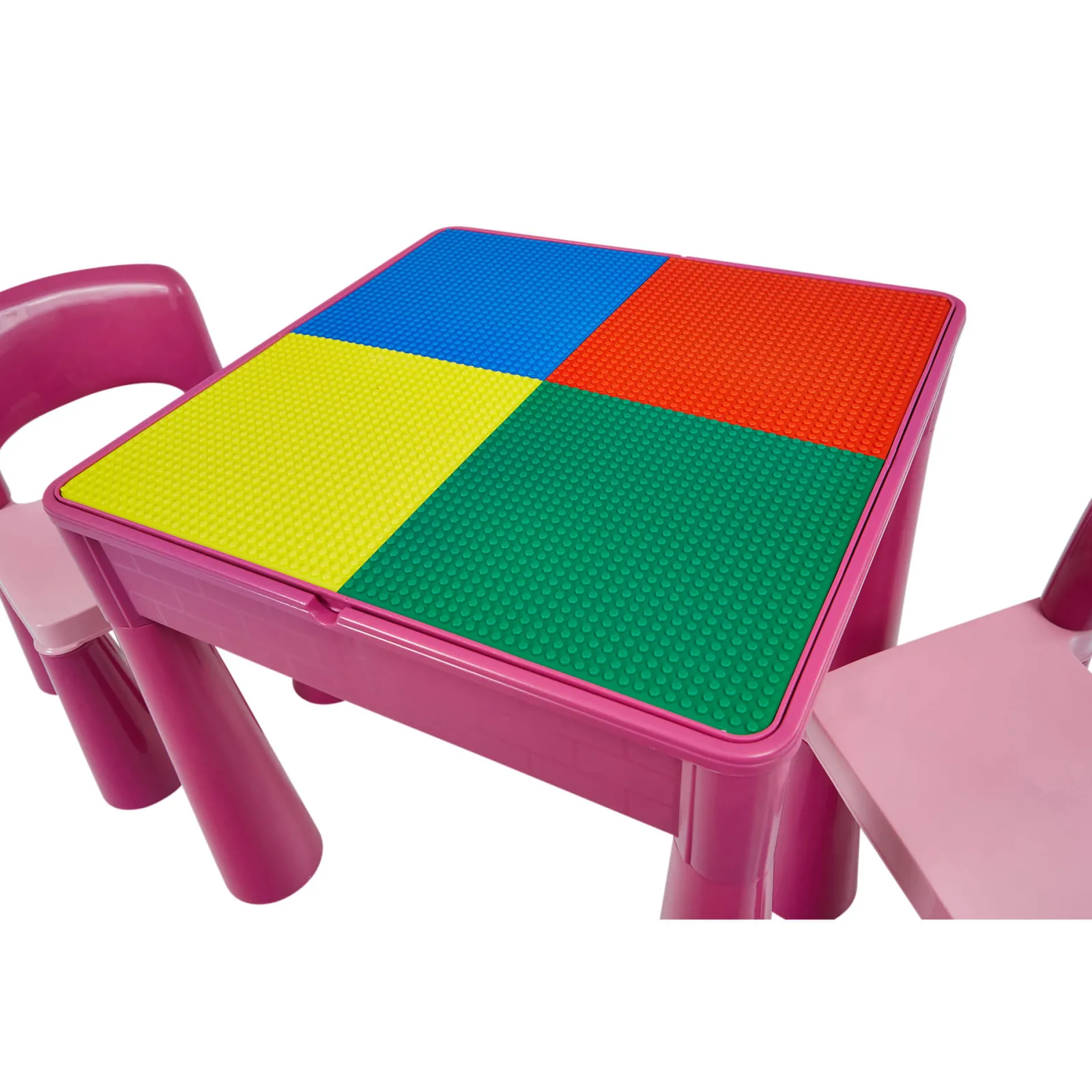 Little Helper Sand & Water Table & Sandpits & Mud Kitchens | Table & Chairs (plastic) | Children's Indoor | Outdoor Multipurpose Plastic Table & 2 Chairs Set | Lego Board | Sand & Water Pit | Pink