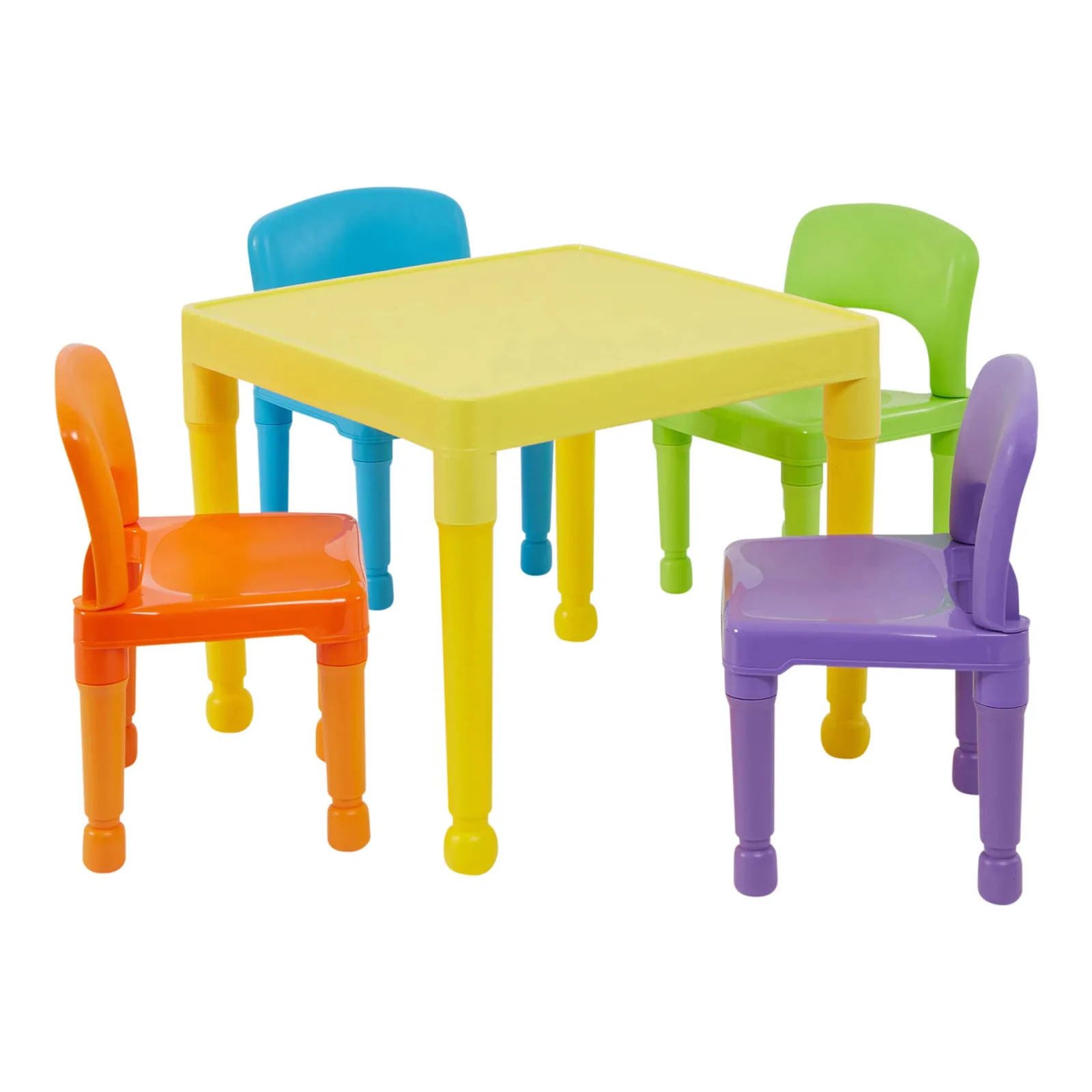 Little Helper Table & Chairs (plastic) | Children's Indoor & Outdoor Plastic Easy Clean Table & 4 Chairs Set | Multicoloured