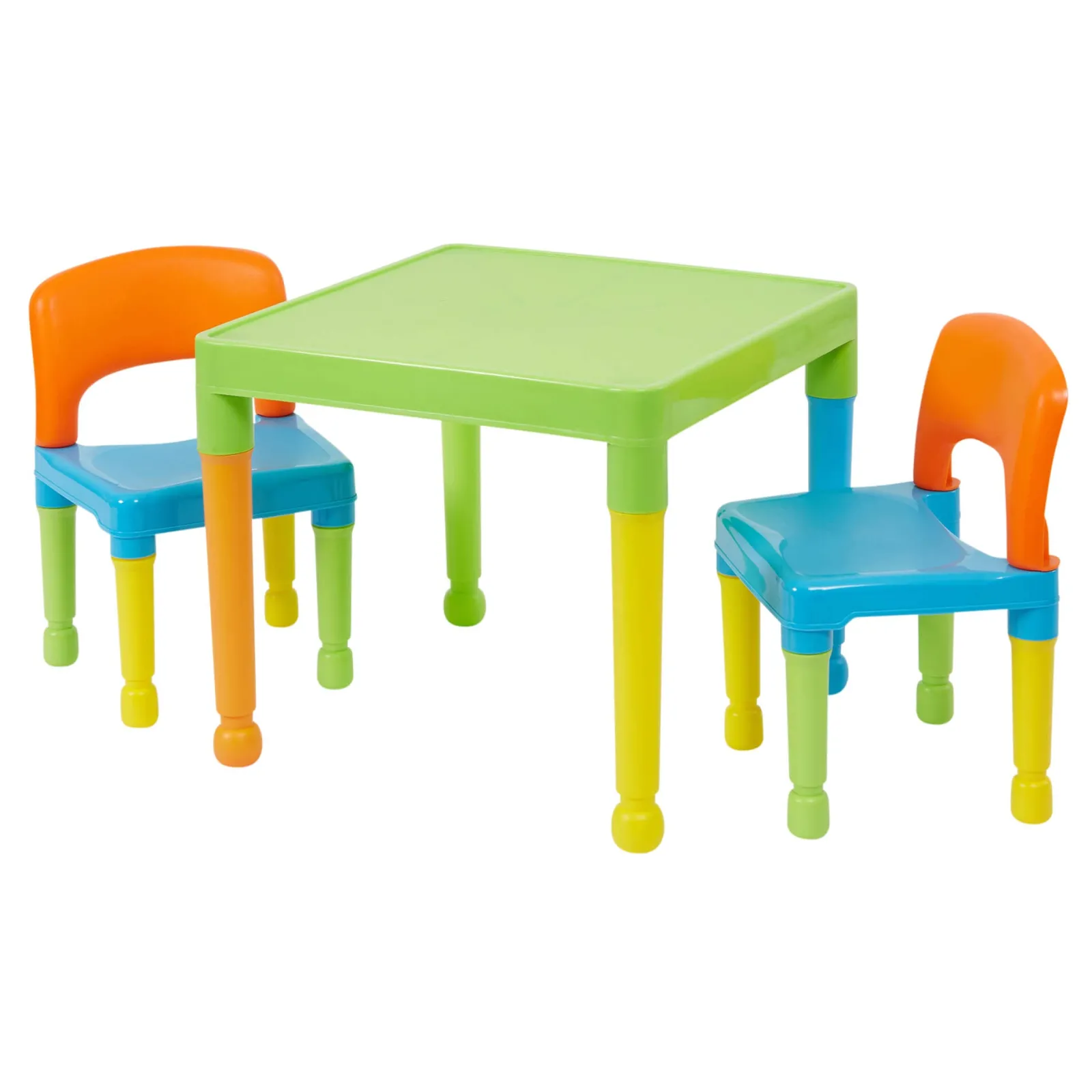 Little Helper Table & Chairs (plastic) | Children's Indoor & Outdoor Solid Plastic Easy Clean Table & 2 Chairs Set | Multicoloured