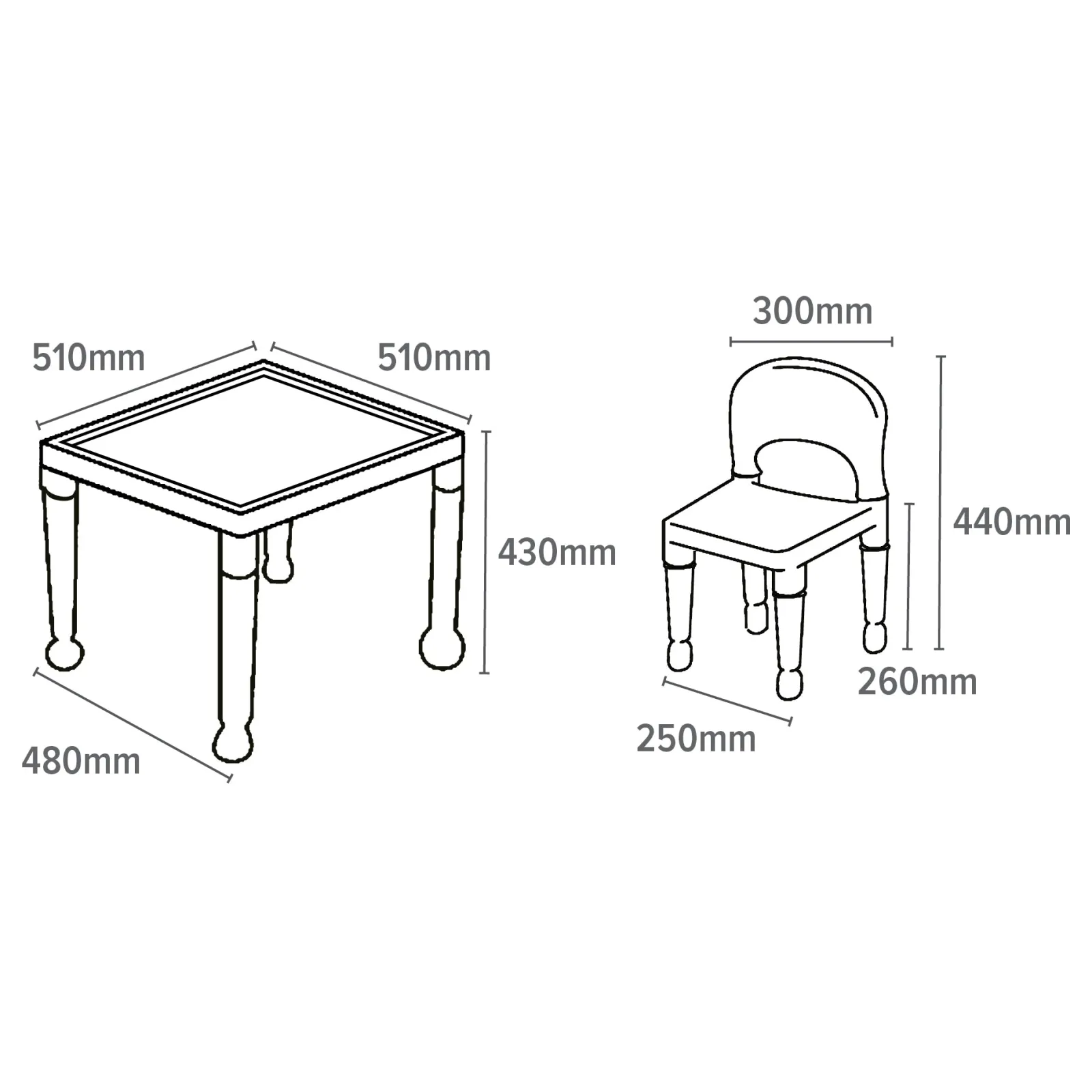 Little Helper Table & Chairs (plastic) | Children's Indoor & Outdoor Solid Plastic Easy Clean Table & 2 Chairs Set | Multicoloured