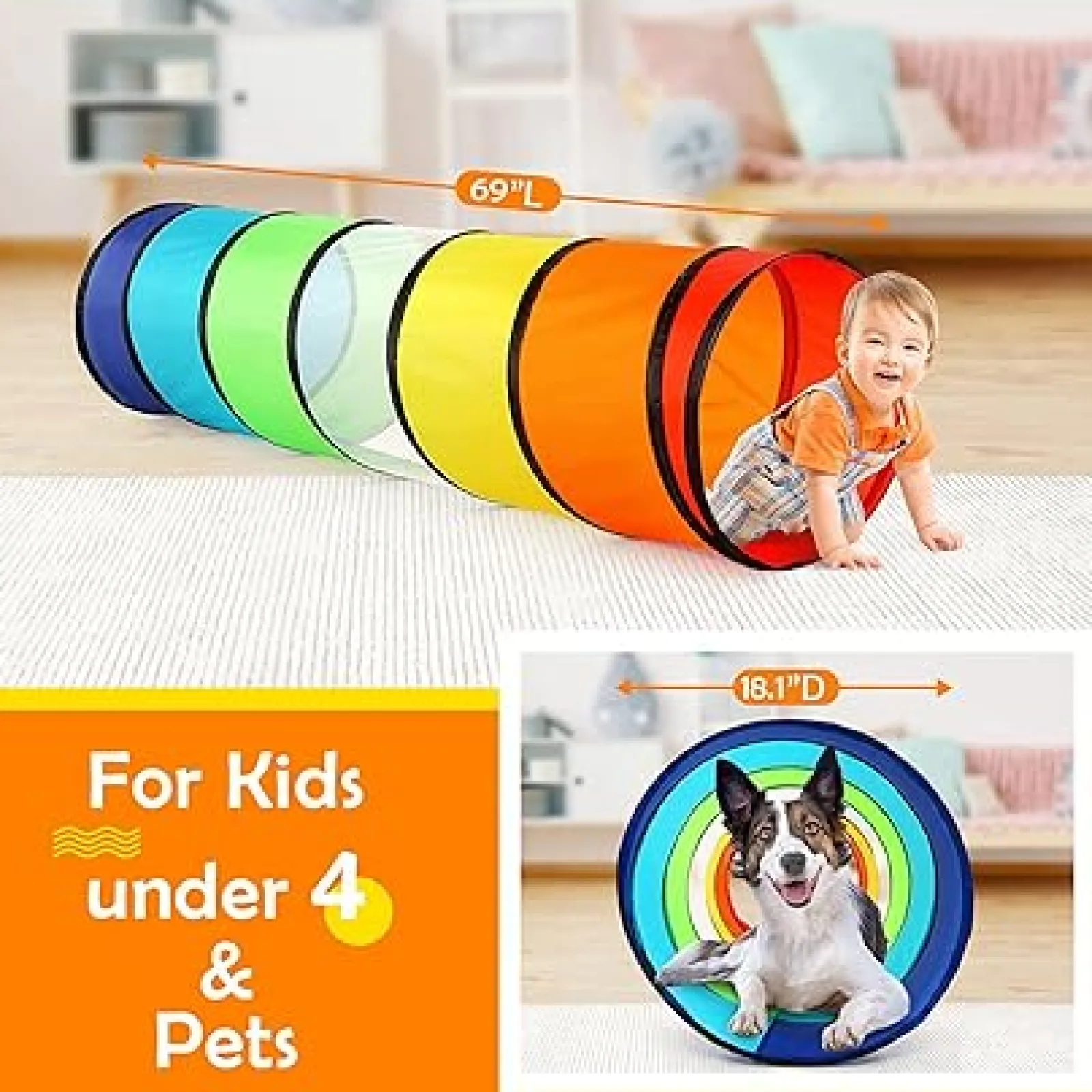 Little Helper Role Play Toys & Pretend Play | Playhouses, Teepees & Dens | Children’s Indoor Outdoor Colourful Pop-Up Play Tunnel | Den | Garden Play Equipment